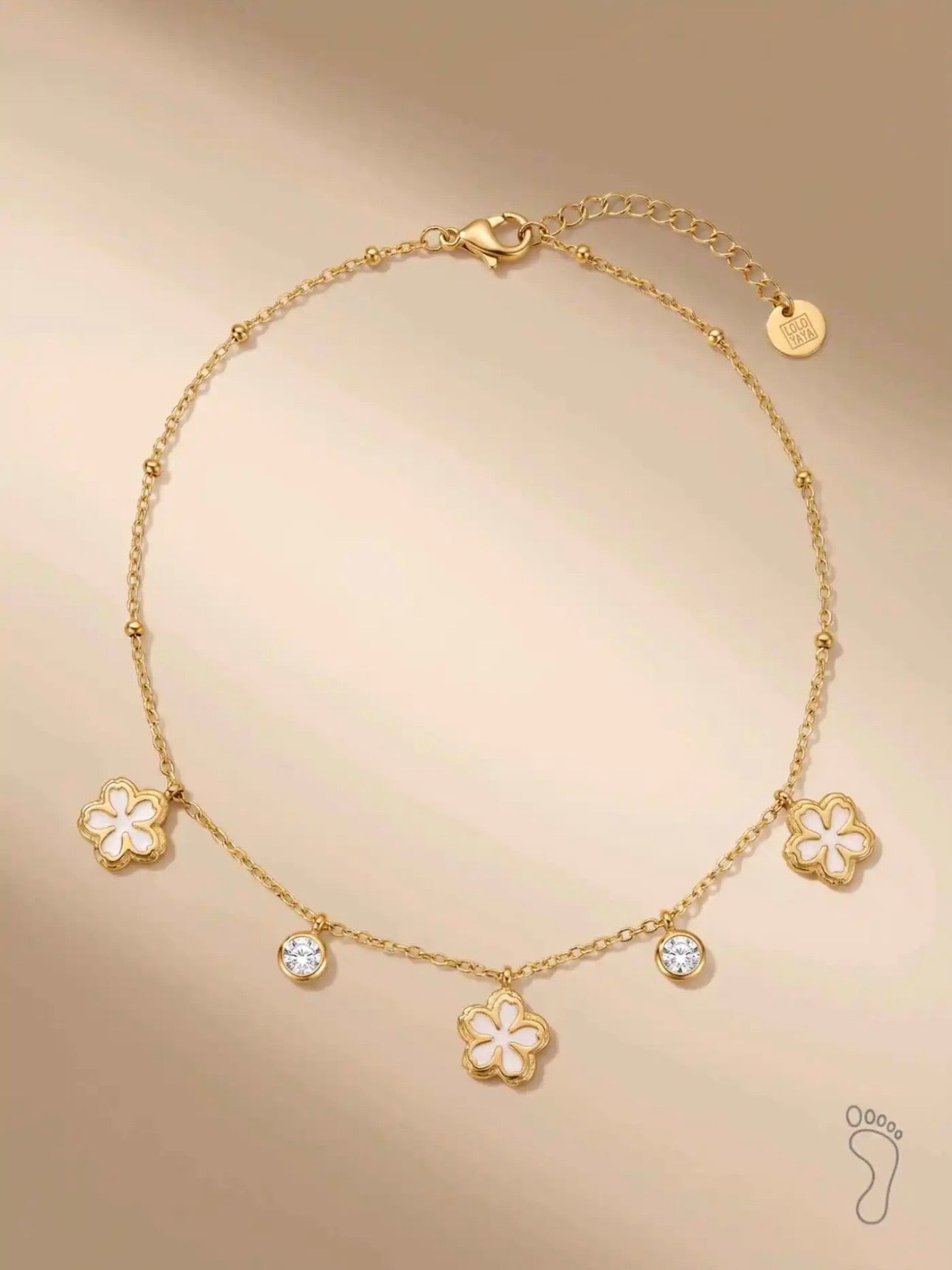 Chaine de Cheville Fleurettes Dorée