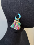 Boucles D’oreilles poisson pompon bleu
