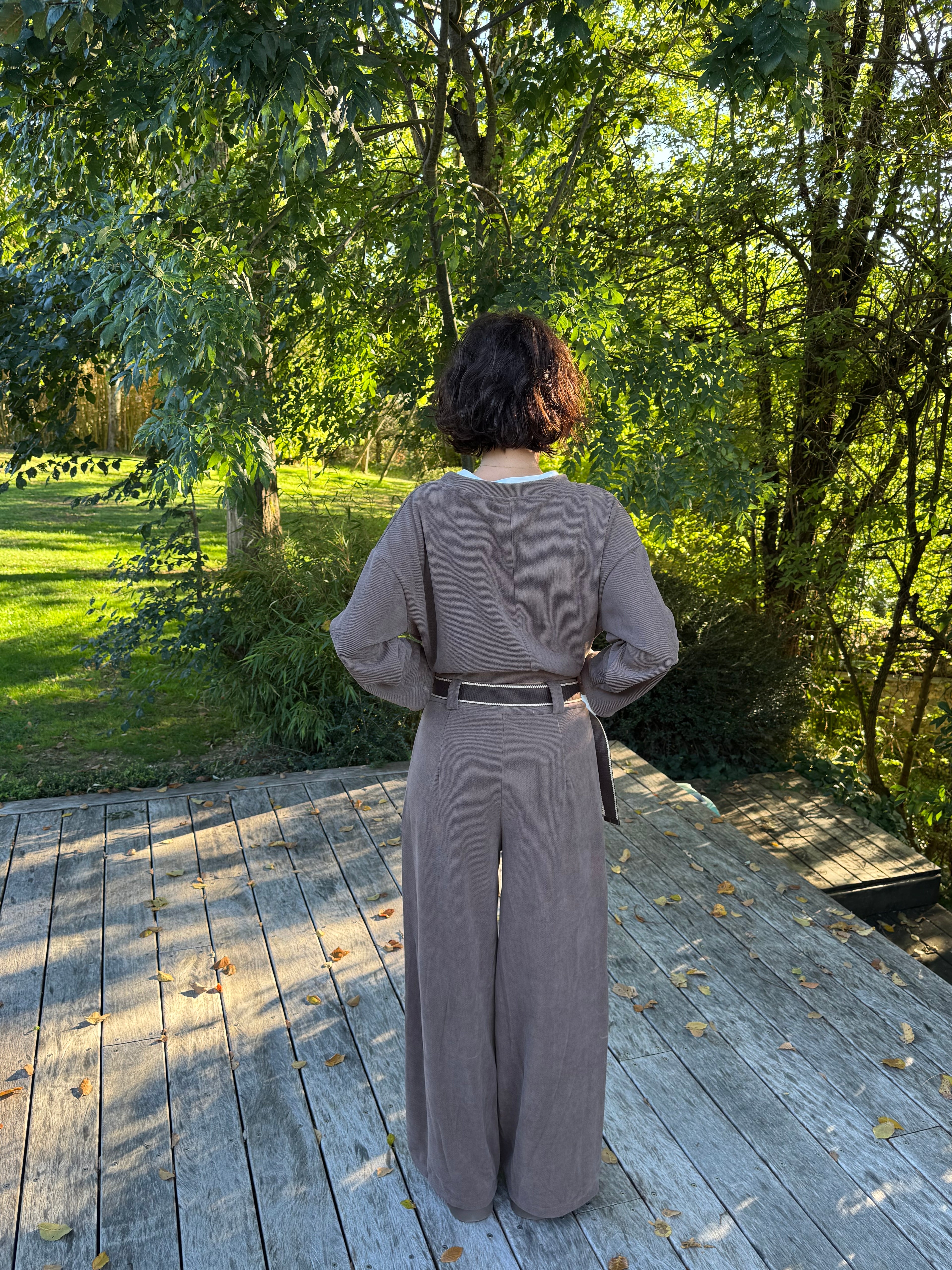 Pantalon sport chic taupe