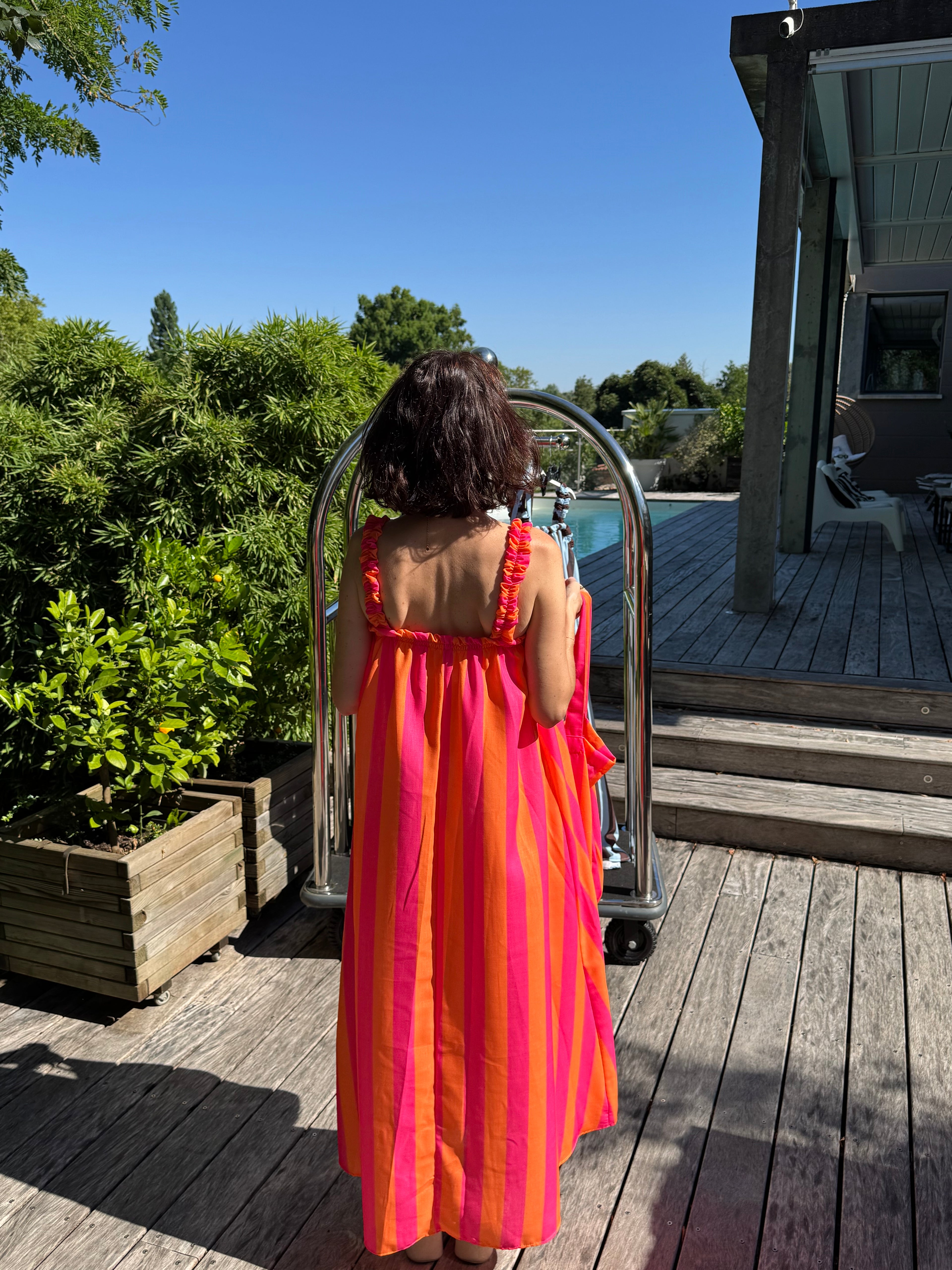 Robe et Son Sac Orange et Fuschia