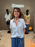 Chemise Fleurs Jean Bleue
