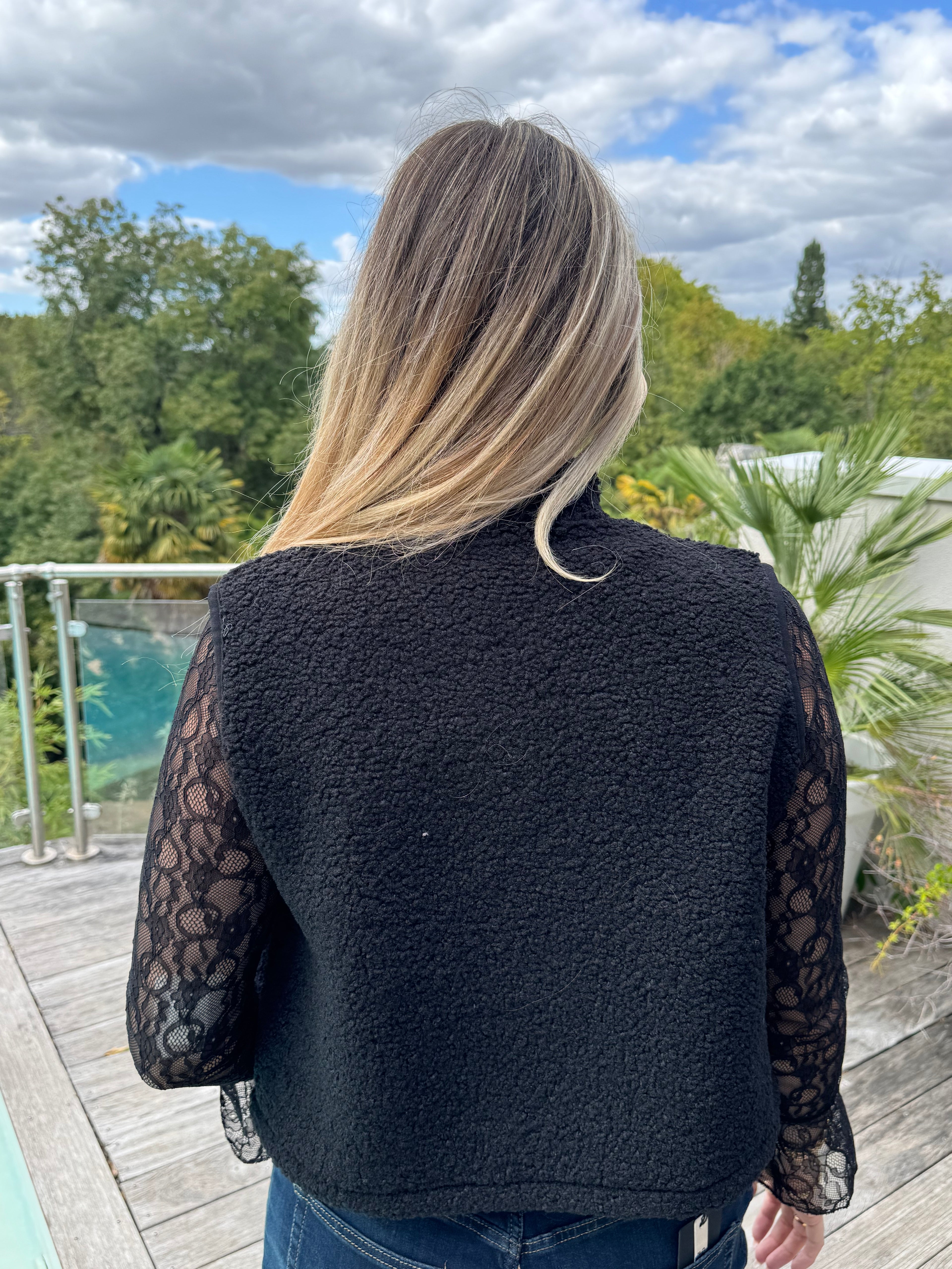 Gilet moumoute Brandebourg noir