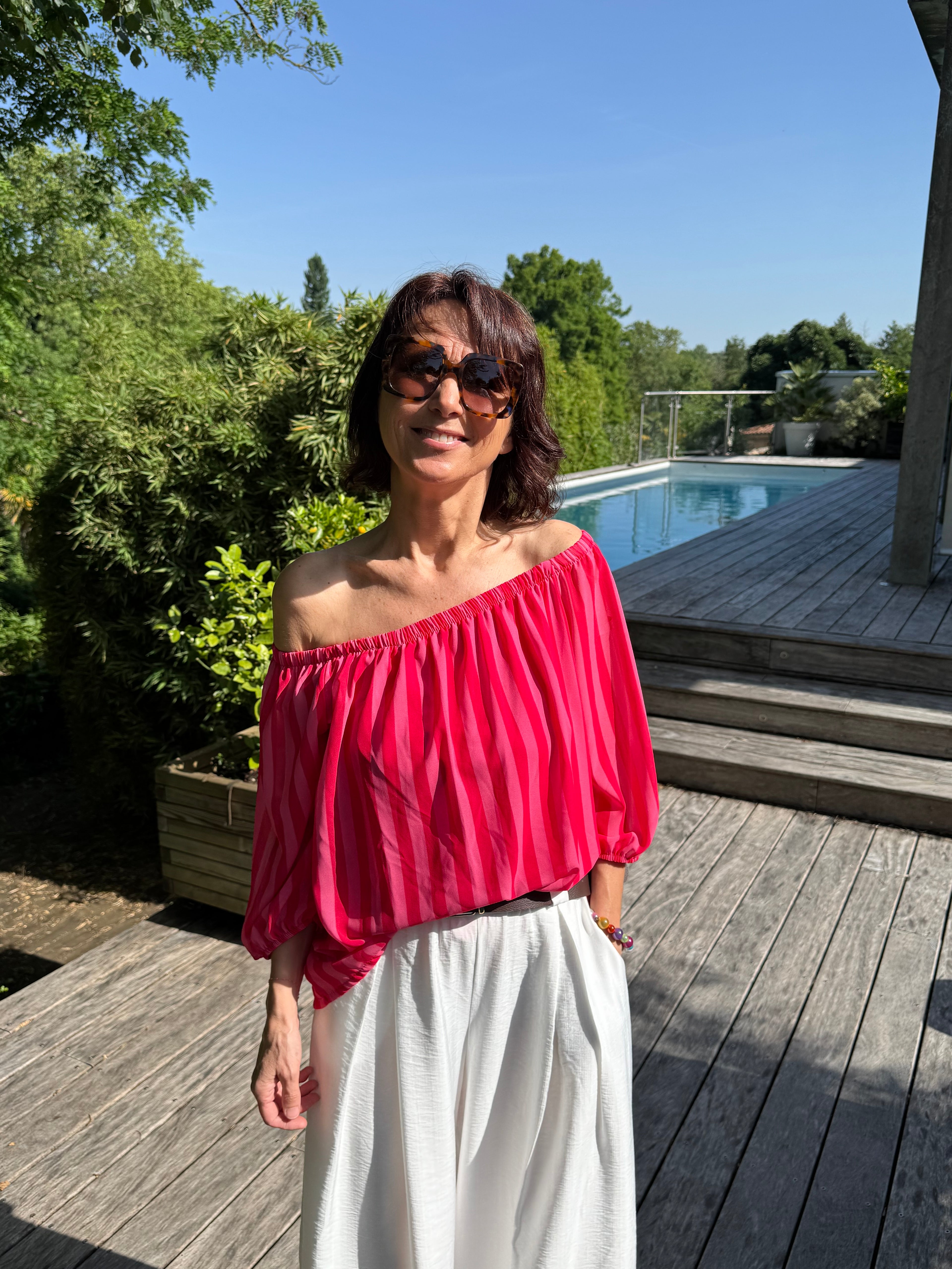 Blouse Rayé Lilou Rose