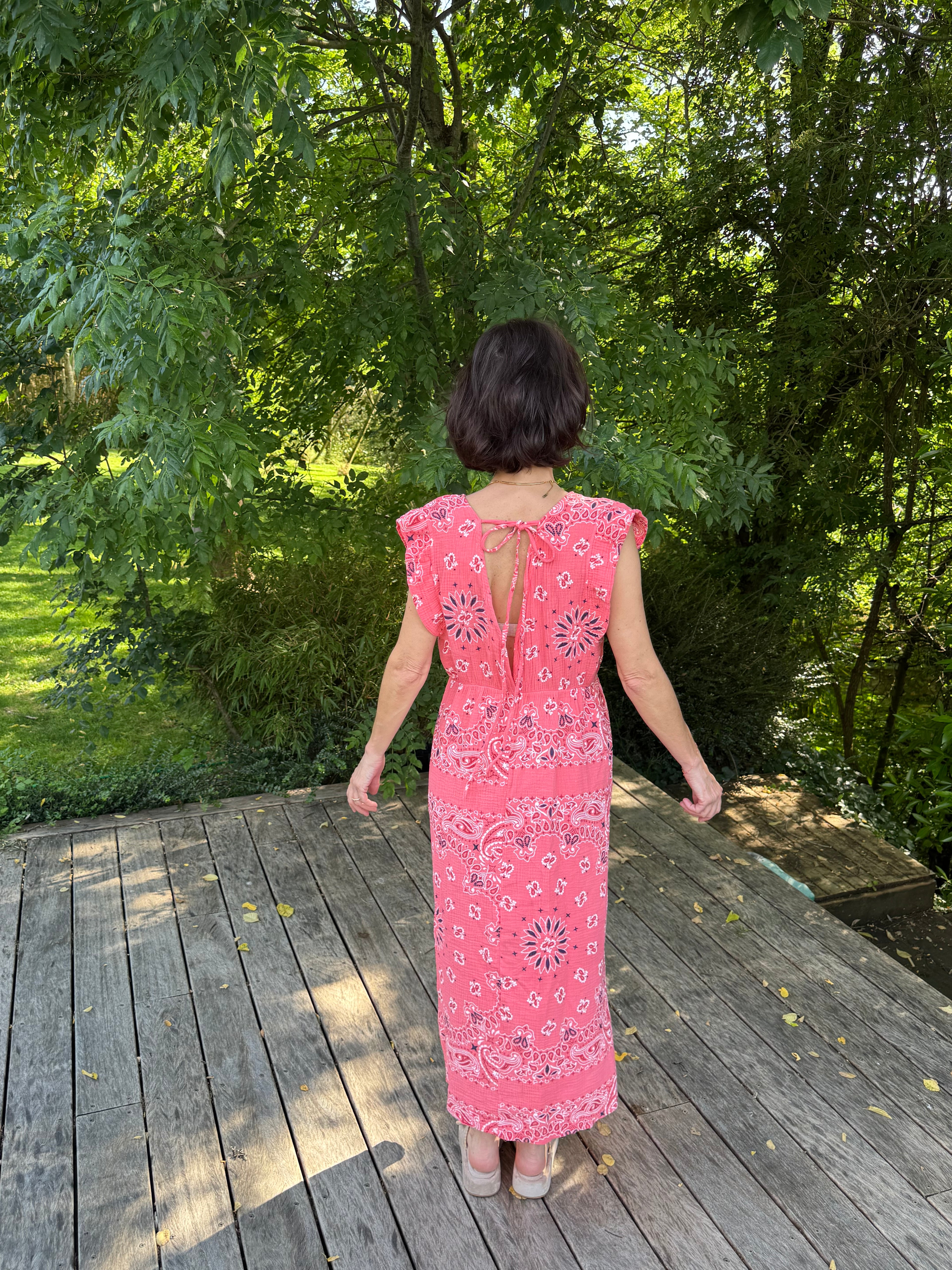 Robe Bandana Gaze de Coton Corail