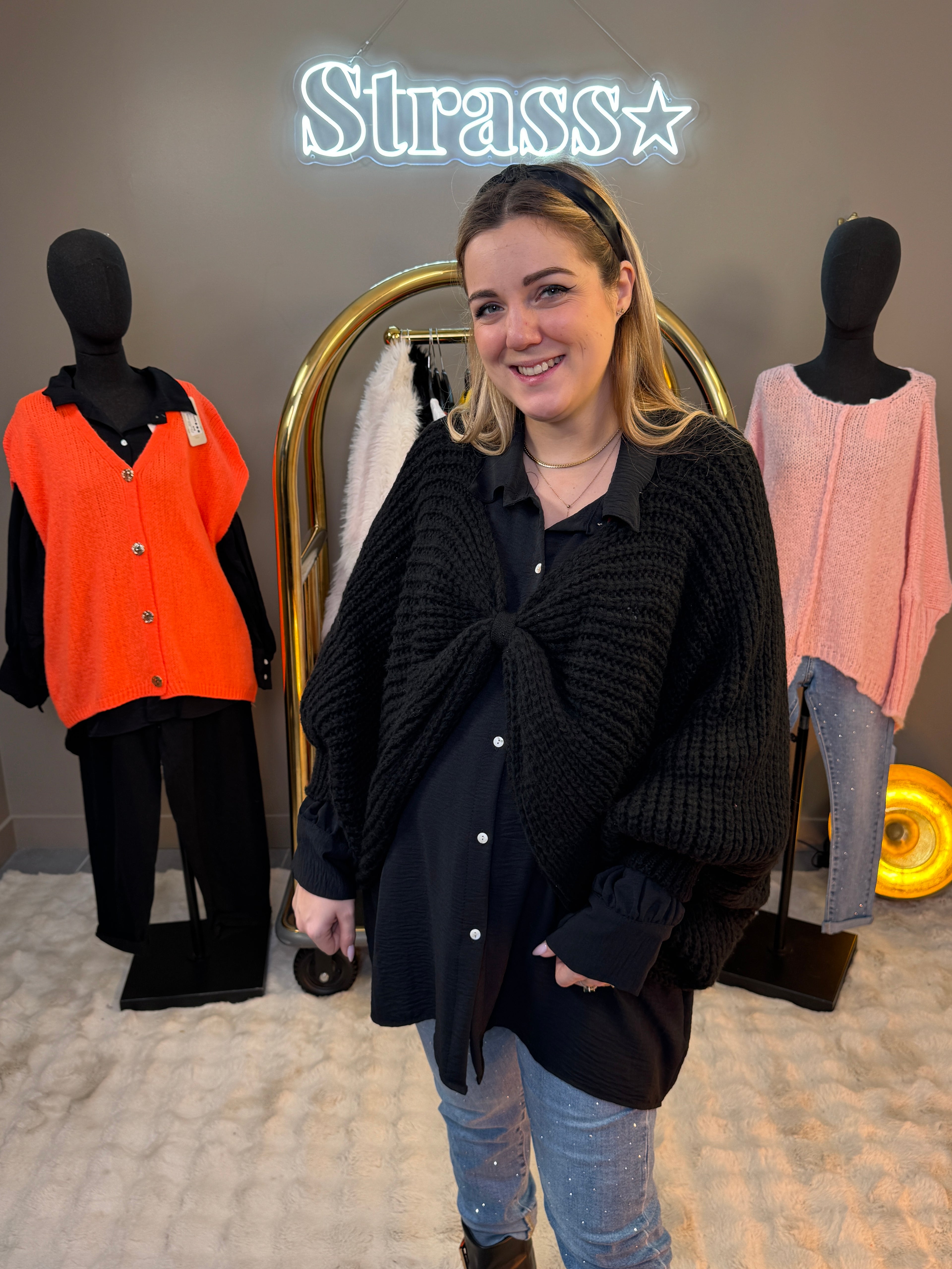 Pull Noeud Dalia Noir Grande Taille