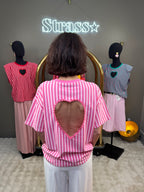 T Shirt Dos Cœur Rose