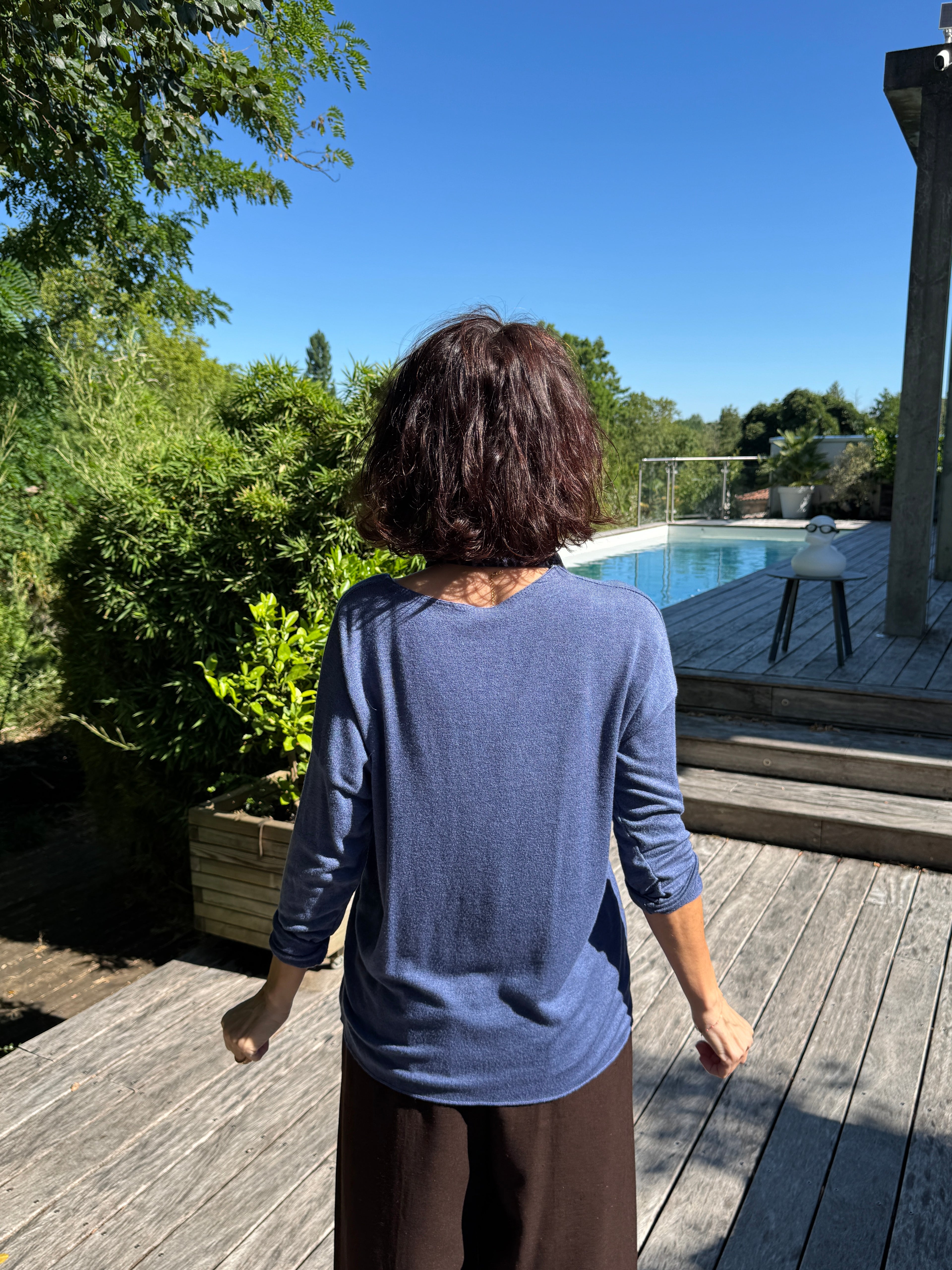 Pull + écharpe Léo Bleu marine