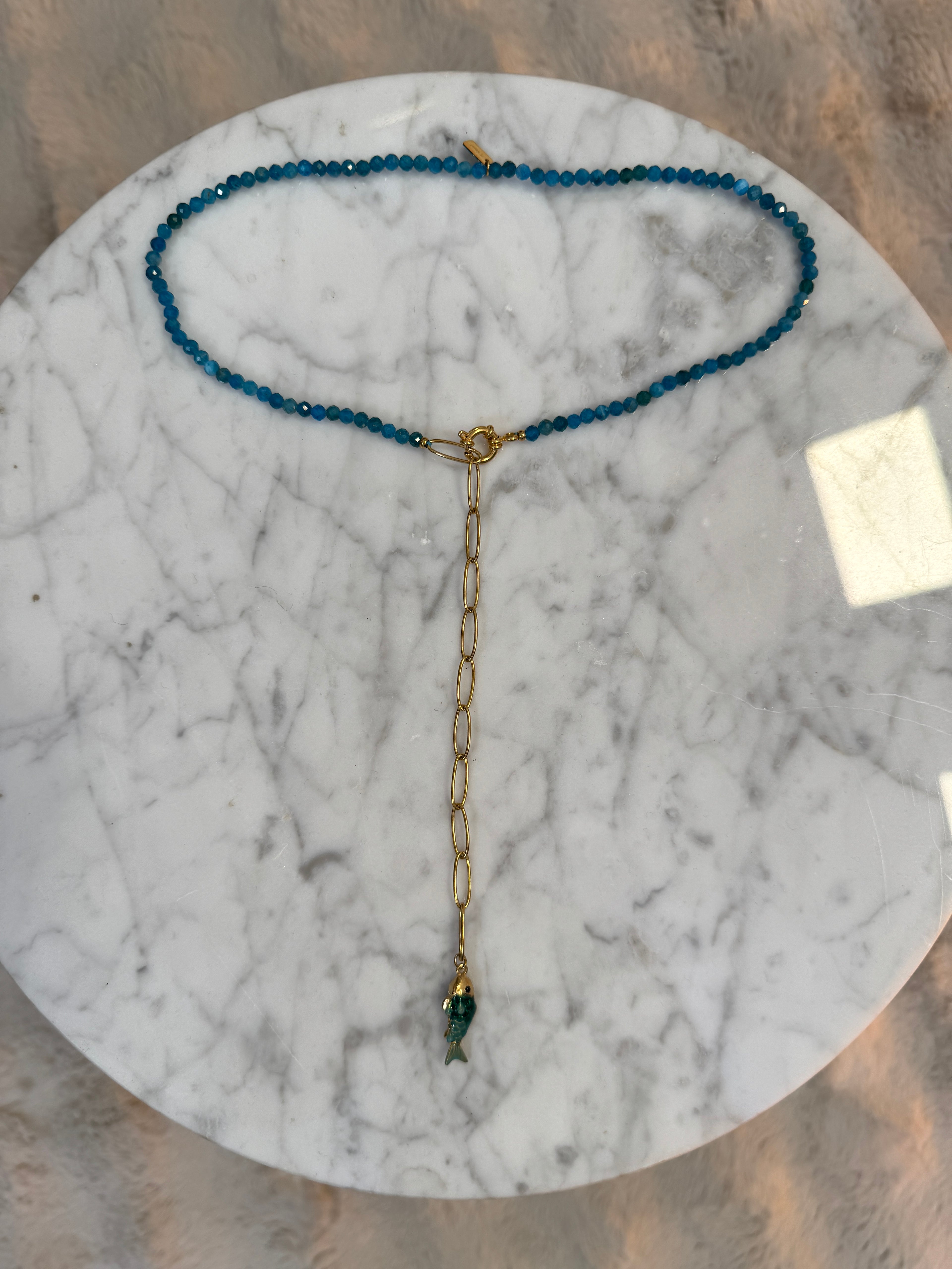 Collier Y Bracelet Poisson Bleu