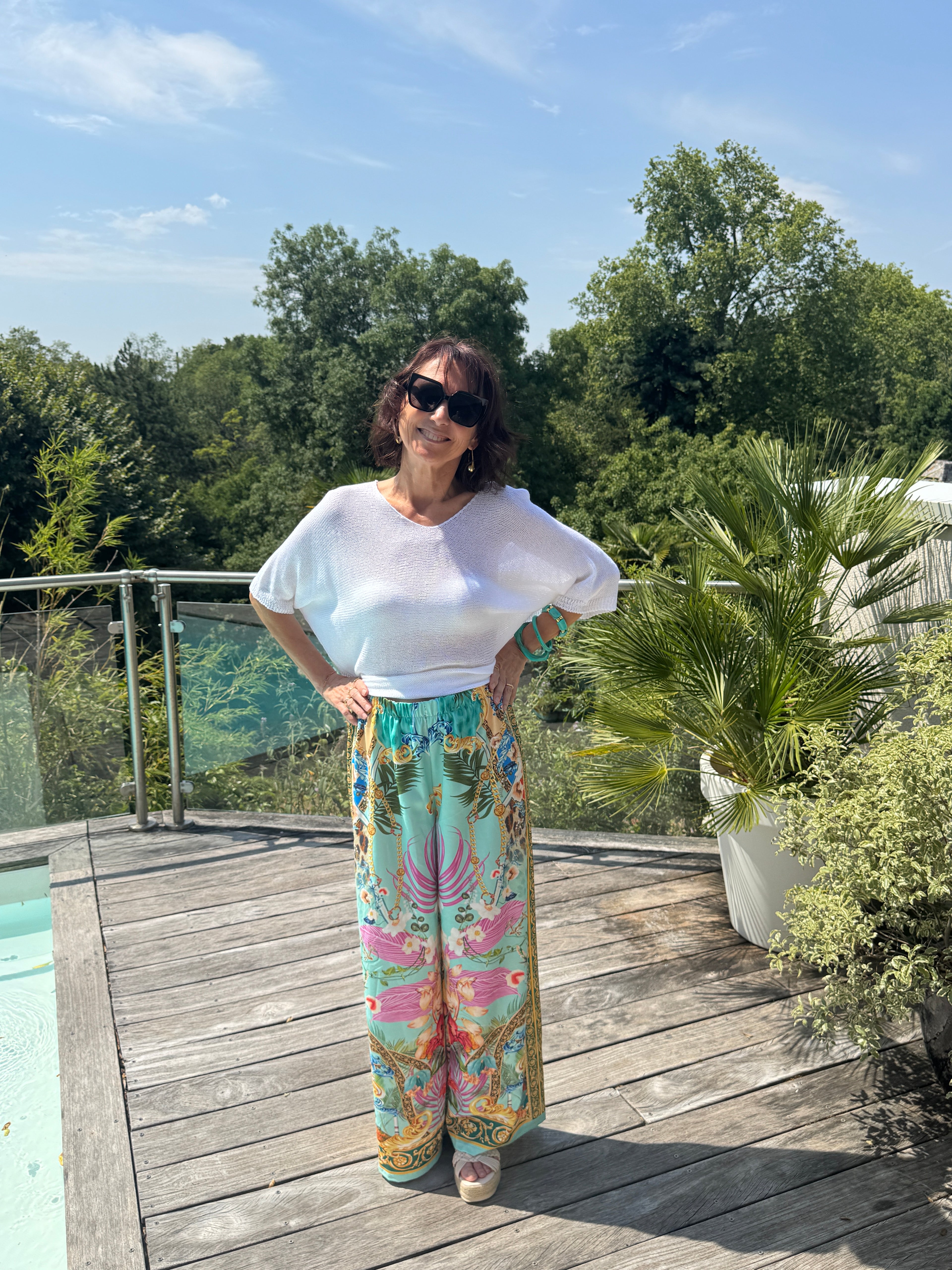 Pantalon Ramages Turquoise