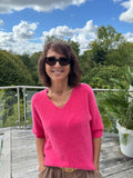 Pull Vincent Col V Manche Courte Corail