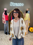 Gilet Crochet Flower Taupe