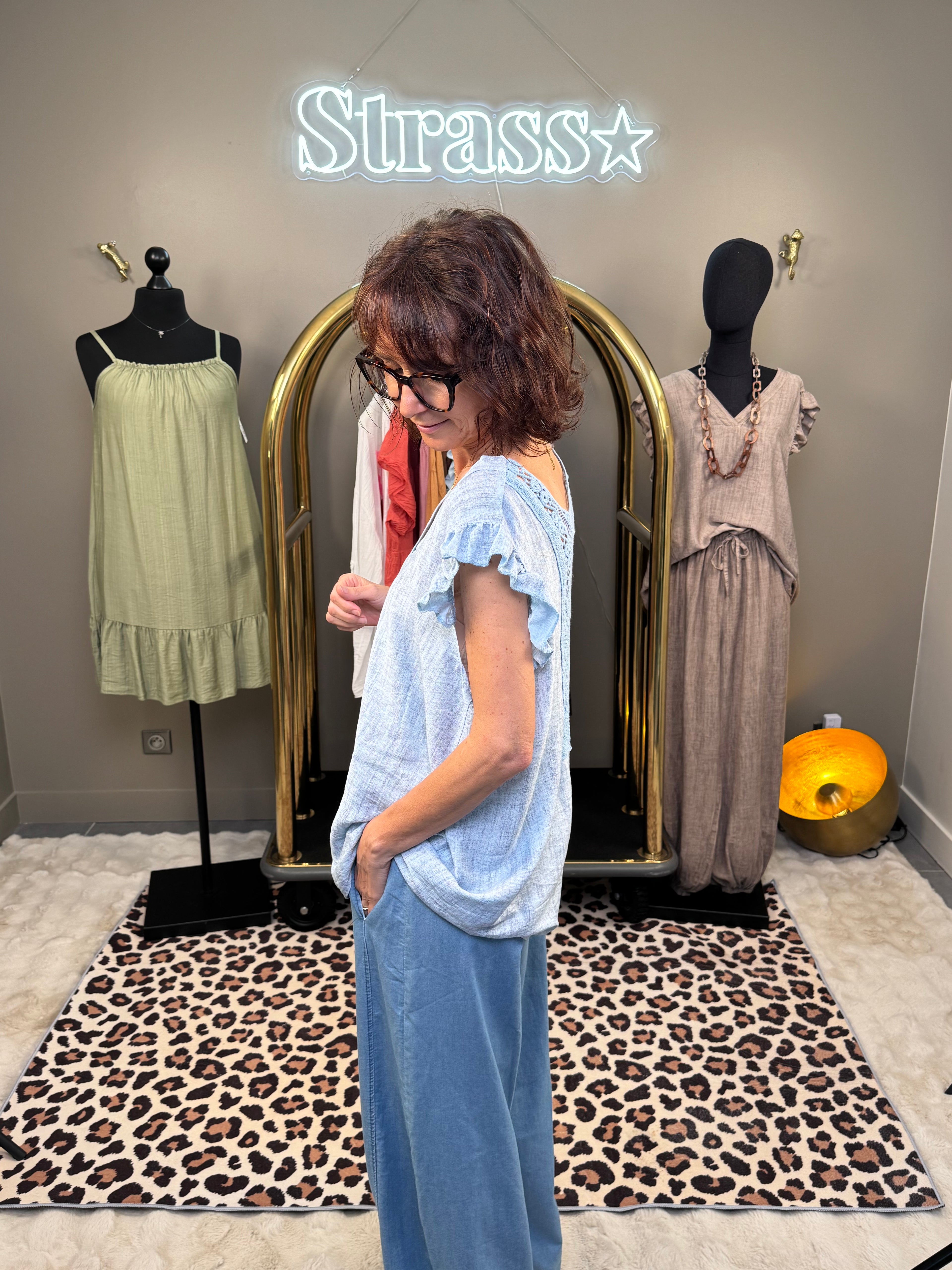 Débardeur Dentelle Diego Bleu Ciel