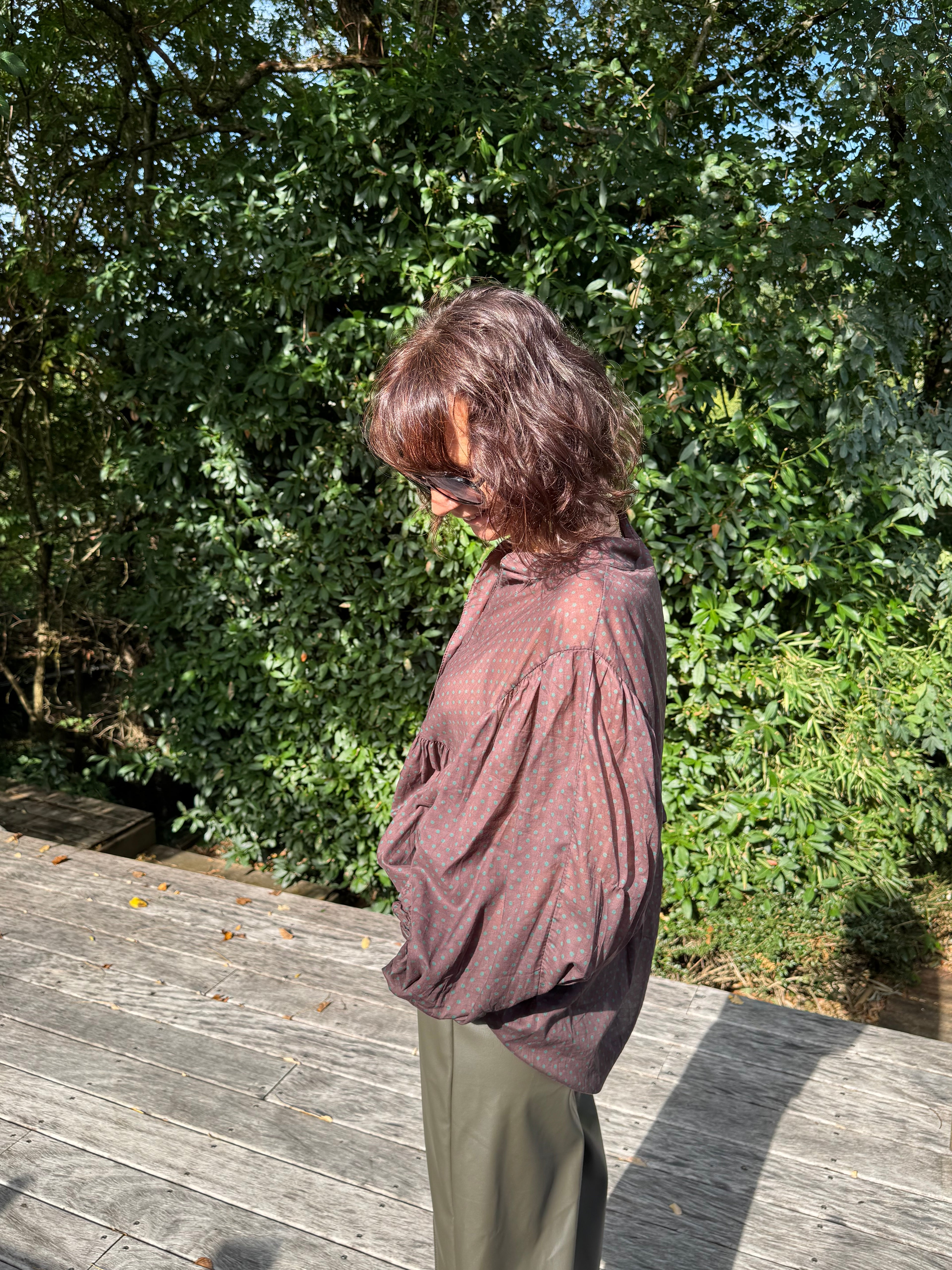 Blouse Choco Pois Vert