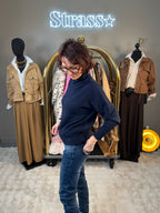 Pull Max Col Montant Bleu Marine