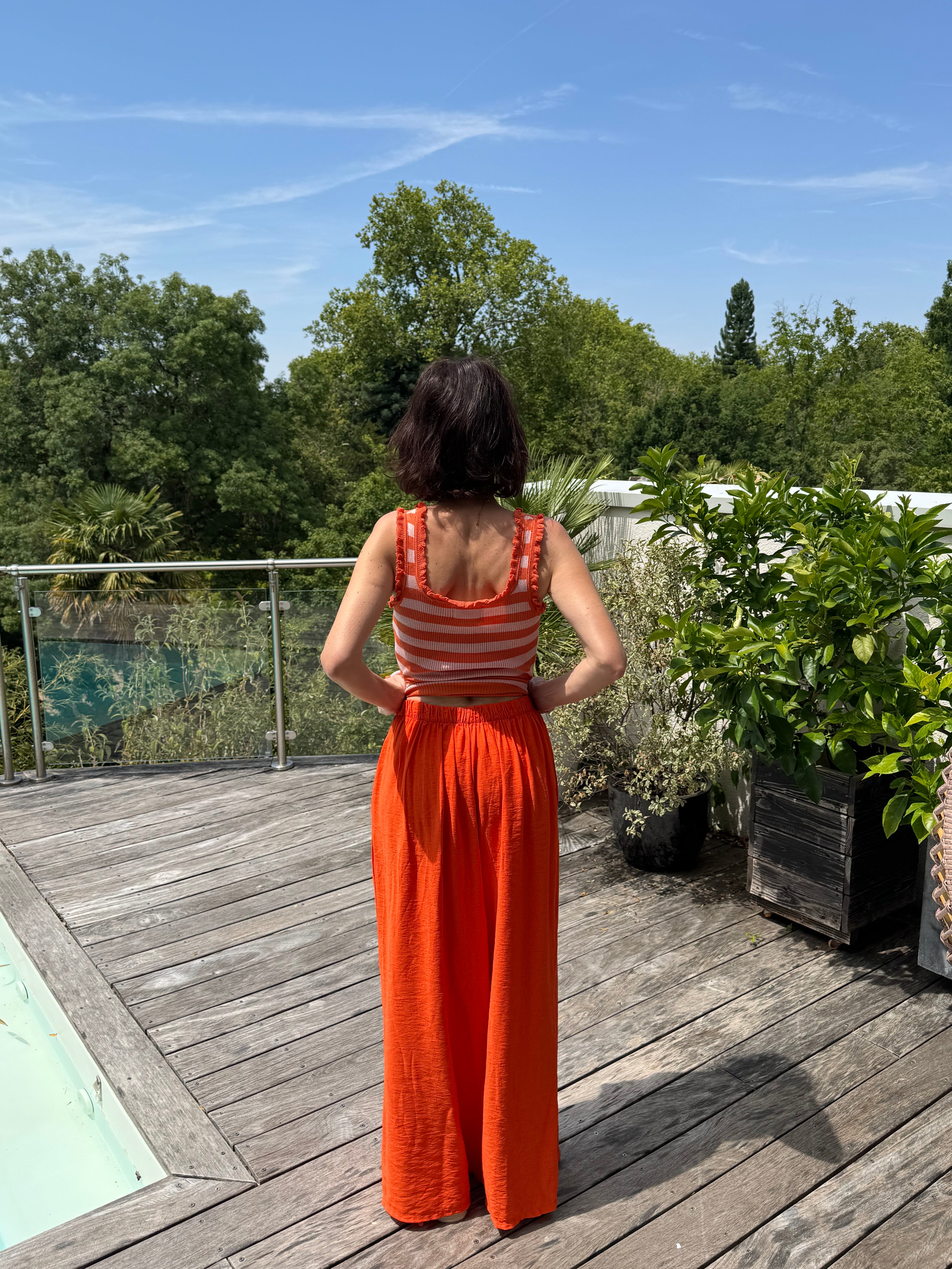 Pantalon Uni Viscose Orange