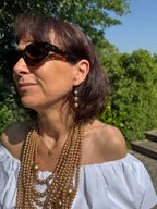 Sautoir Multi Rangs Perle et Boucle d’oreilles Camel