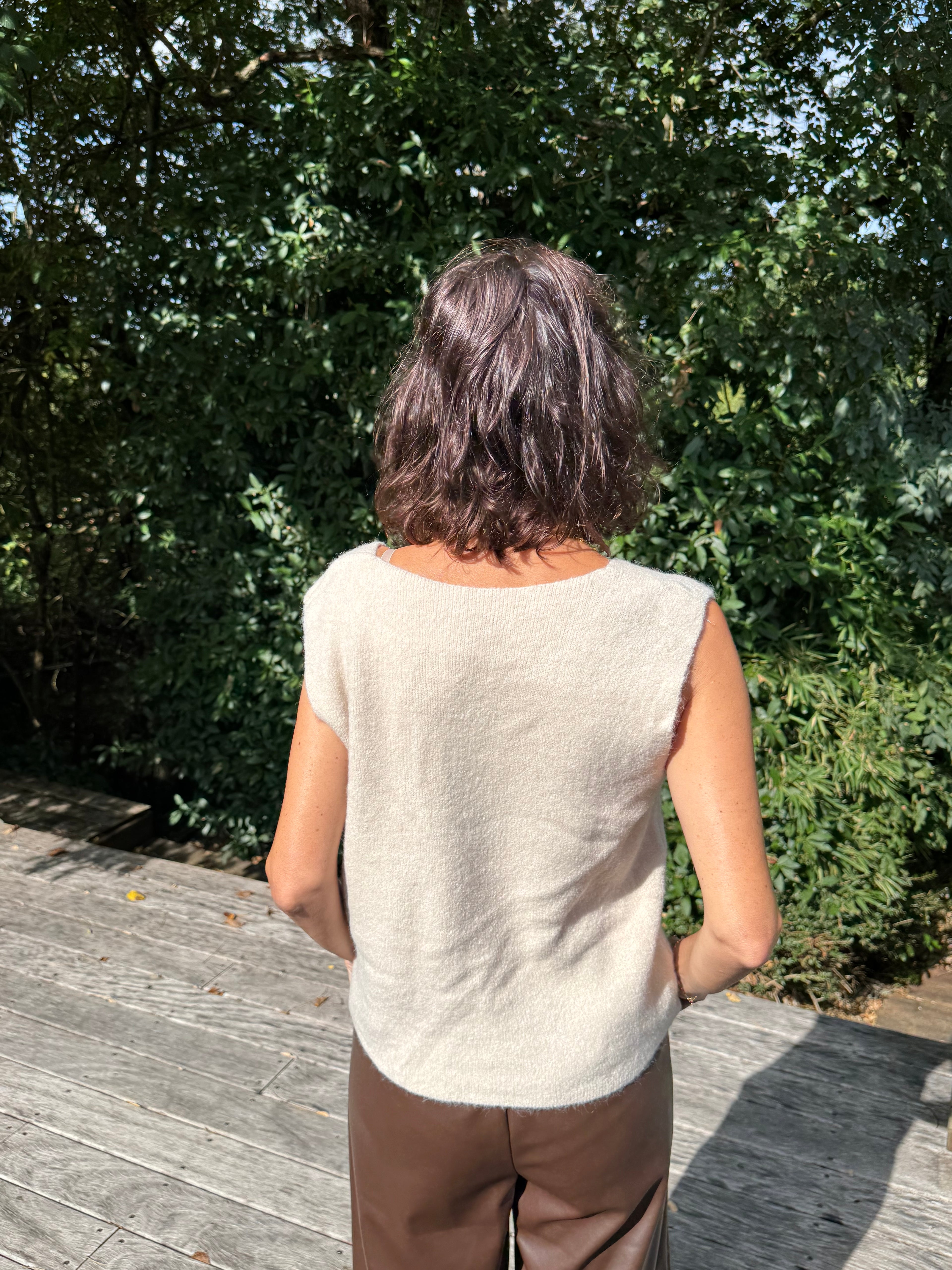 Pull Sans Manche Victoria Beige