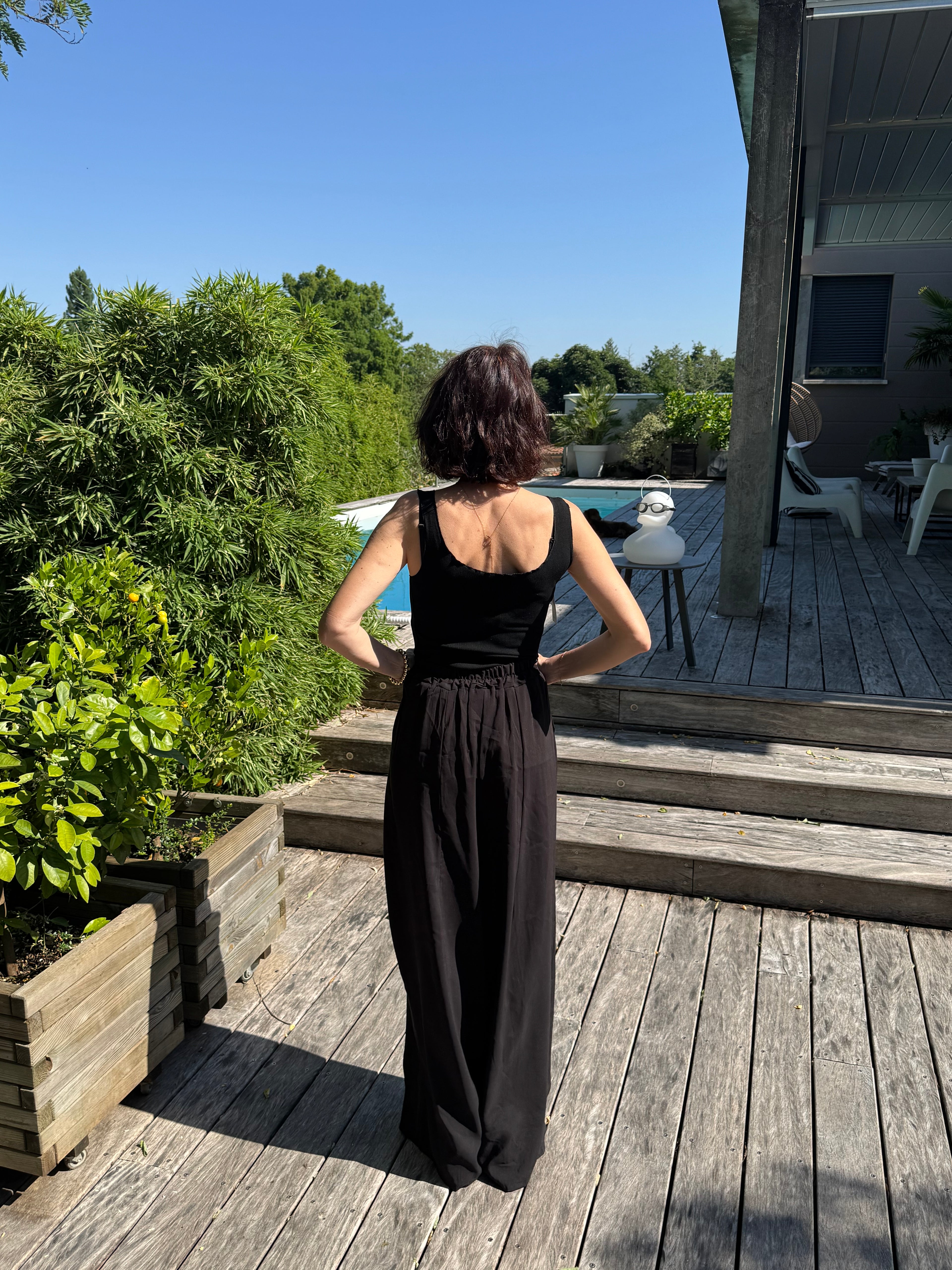 Pantalon Drapé Capri Noir