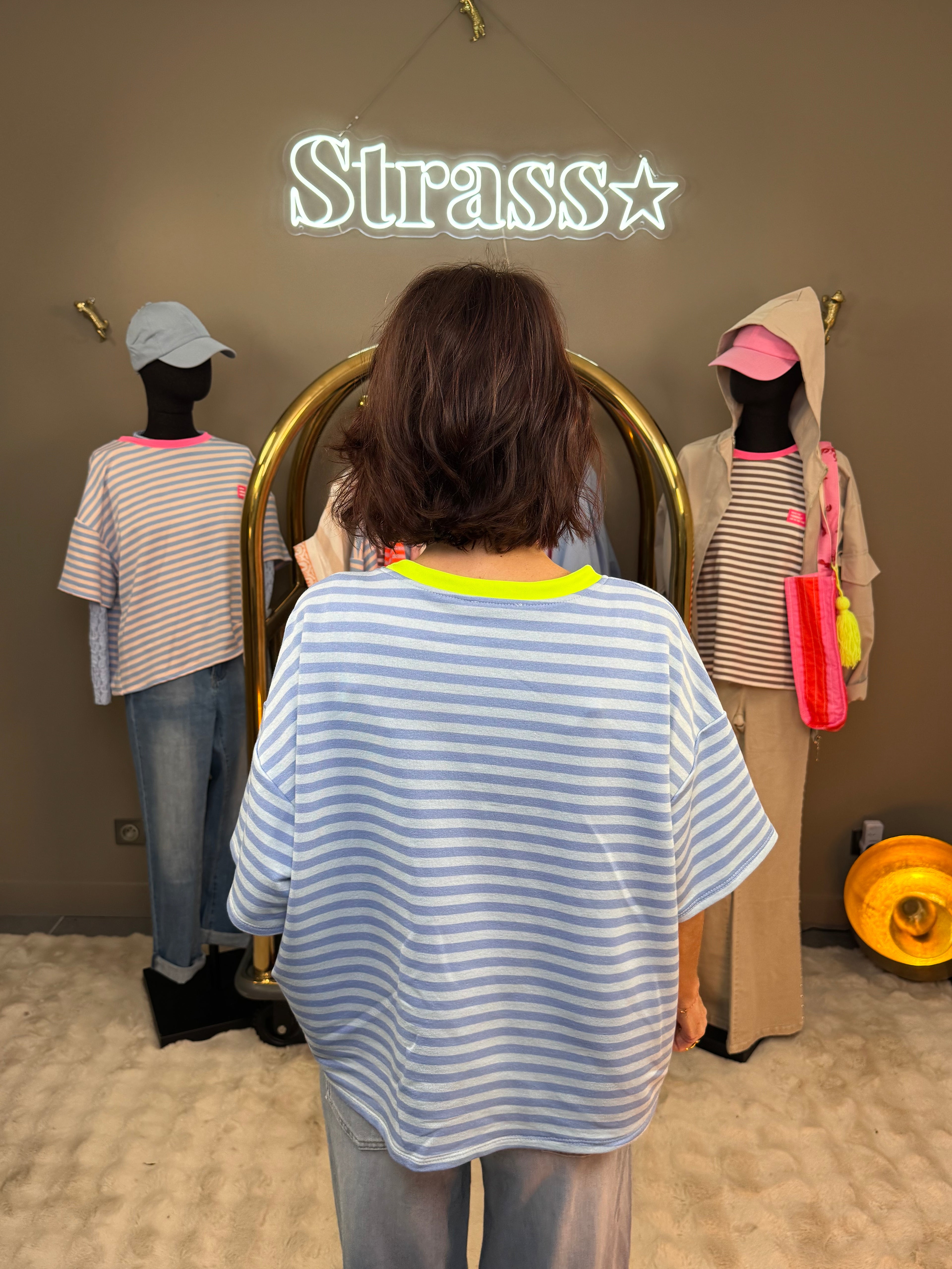 Tee Shirt Dress Bleu et Jaune Fluo