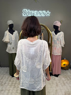 Blouse Brodée Coquillages Kaki