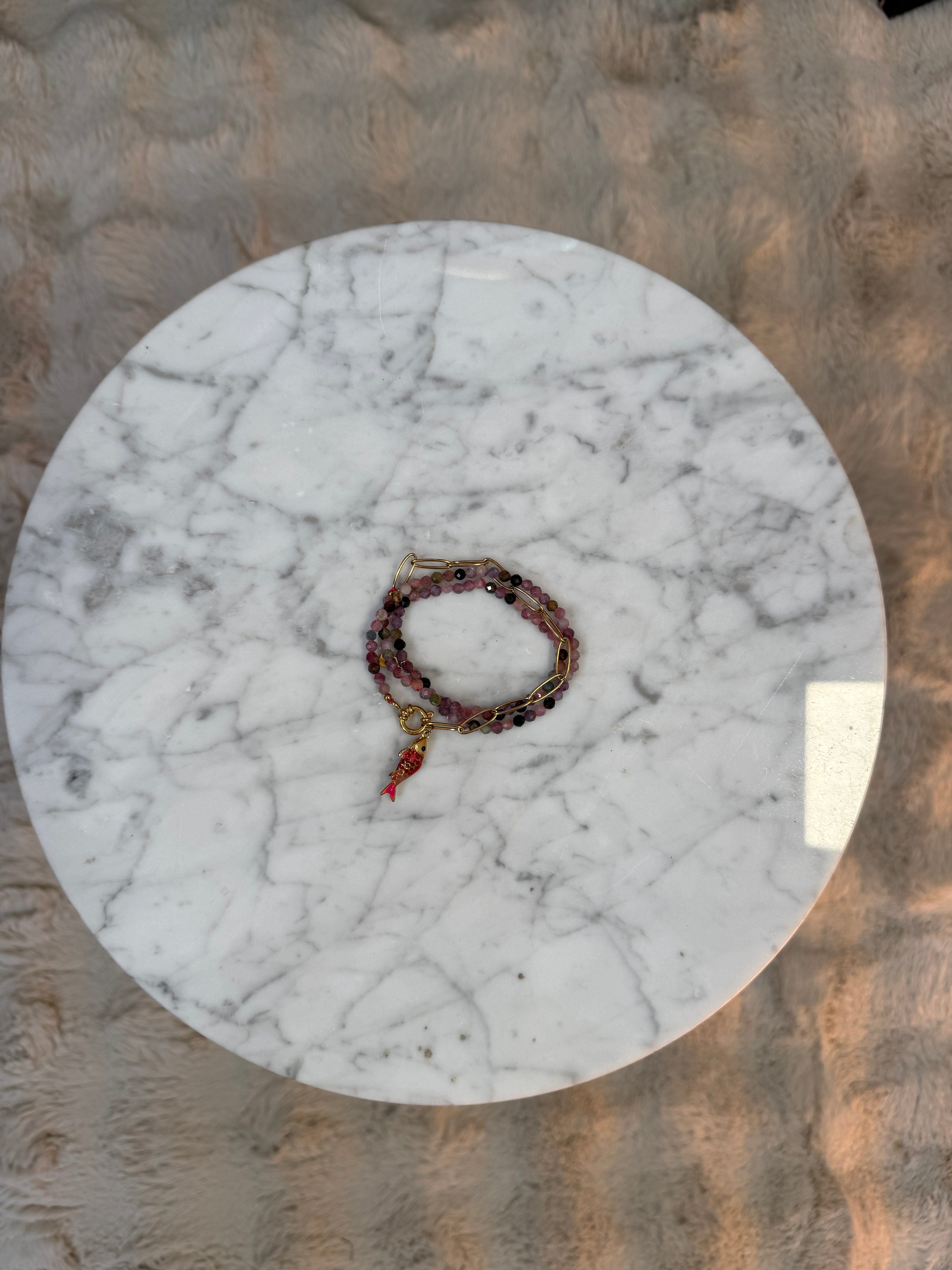 Collier Y Bracelet Poisson Rose