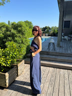 Pantalon Drapé Capri Bleu Marine