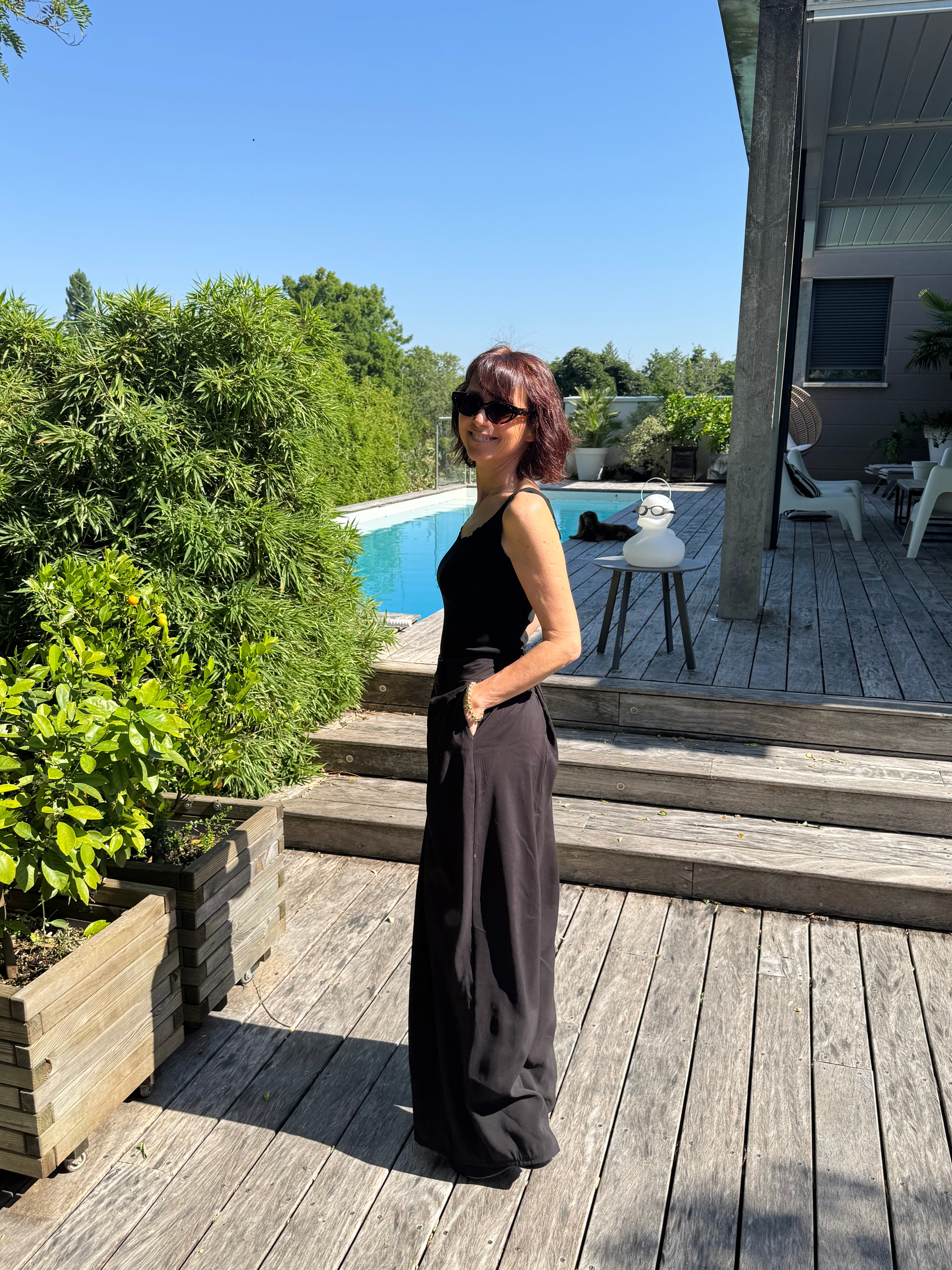 Pantalon Drapé Capri Noir