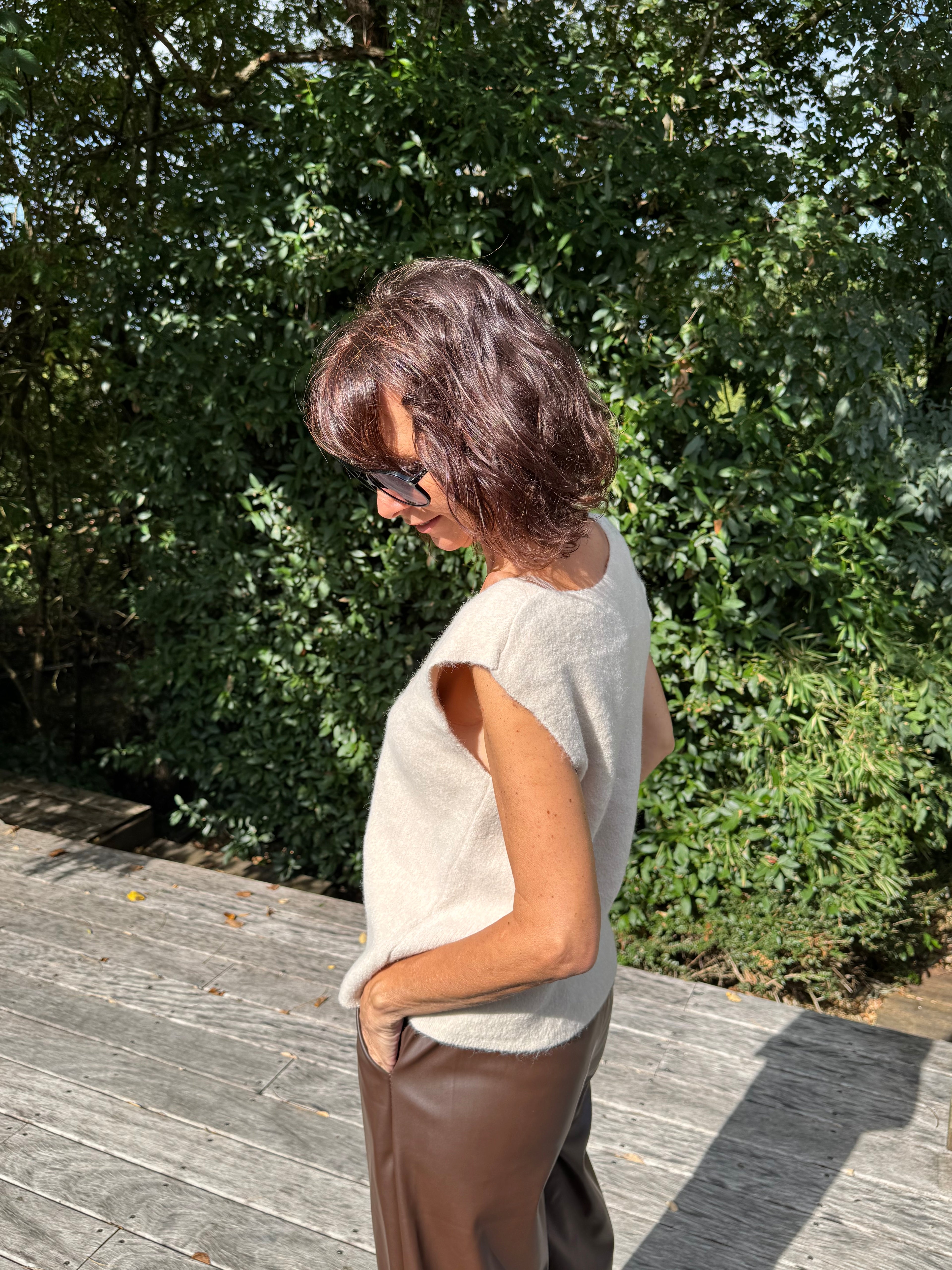 Pull Sans Manche Victoria Beige