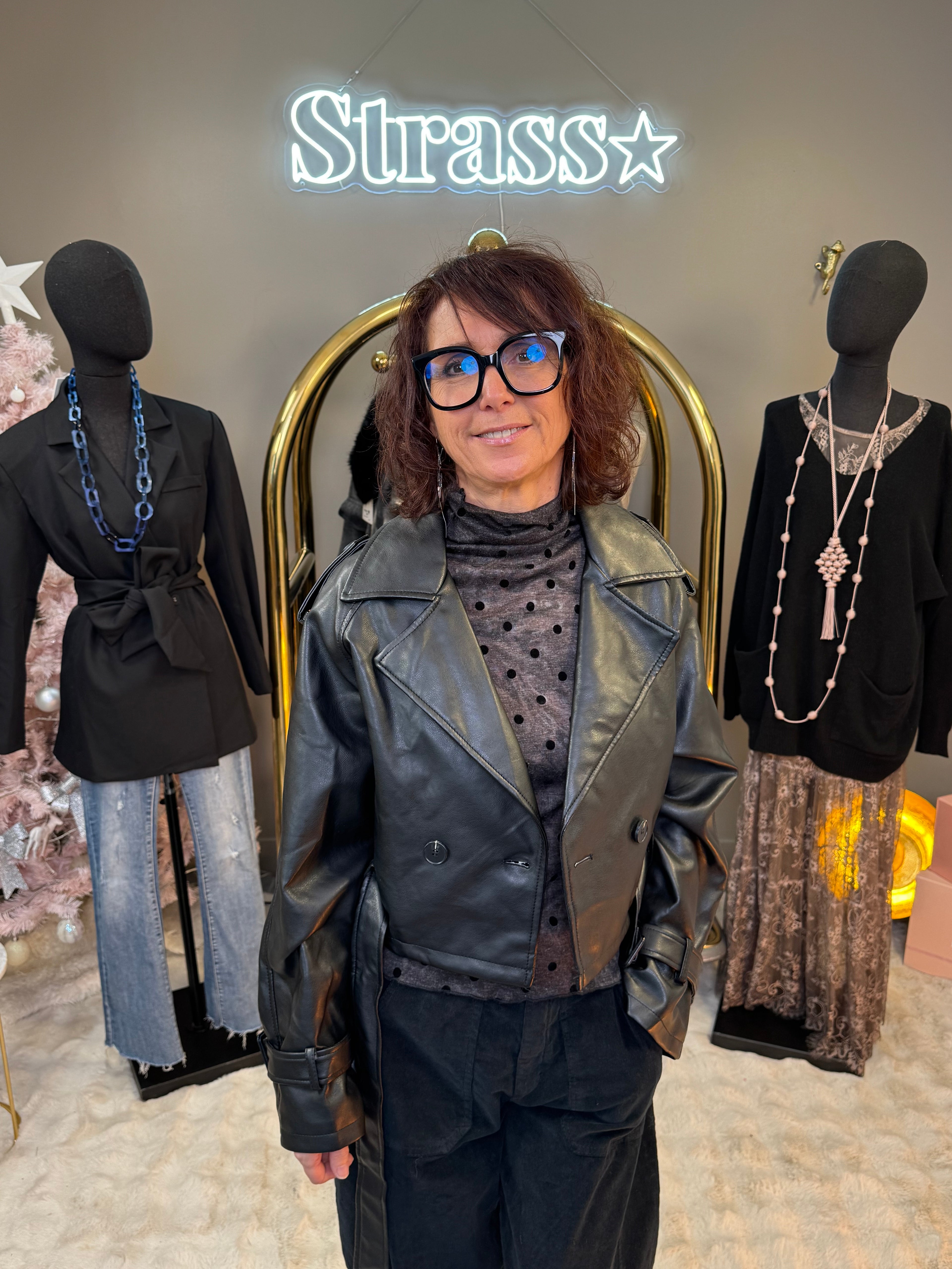 Trench Court Simili Noir