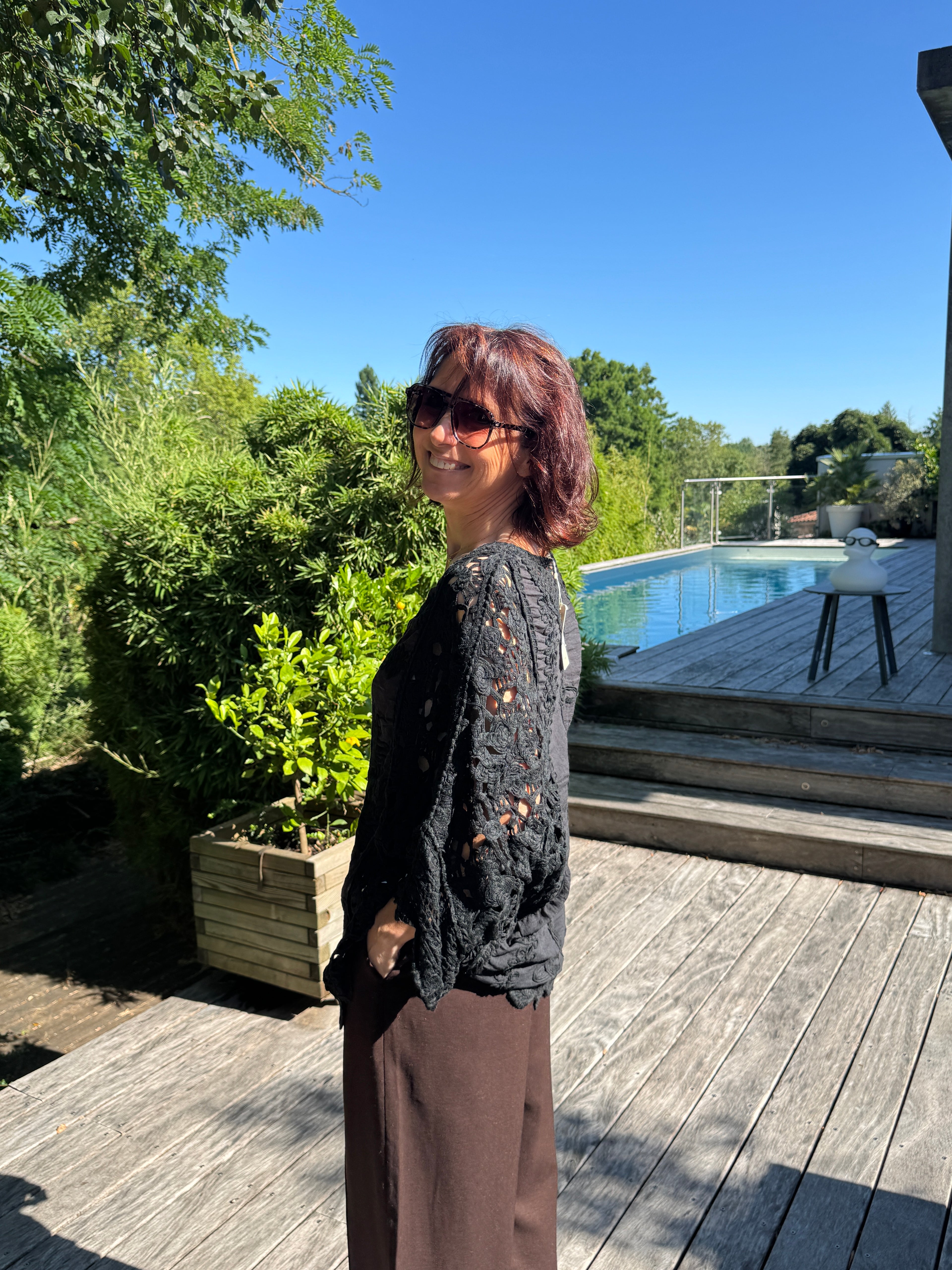 Blouse Macramé Noir