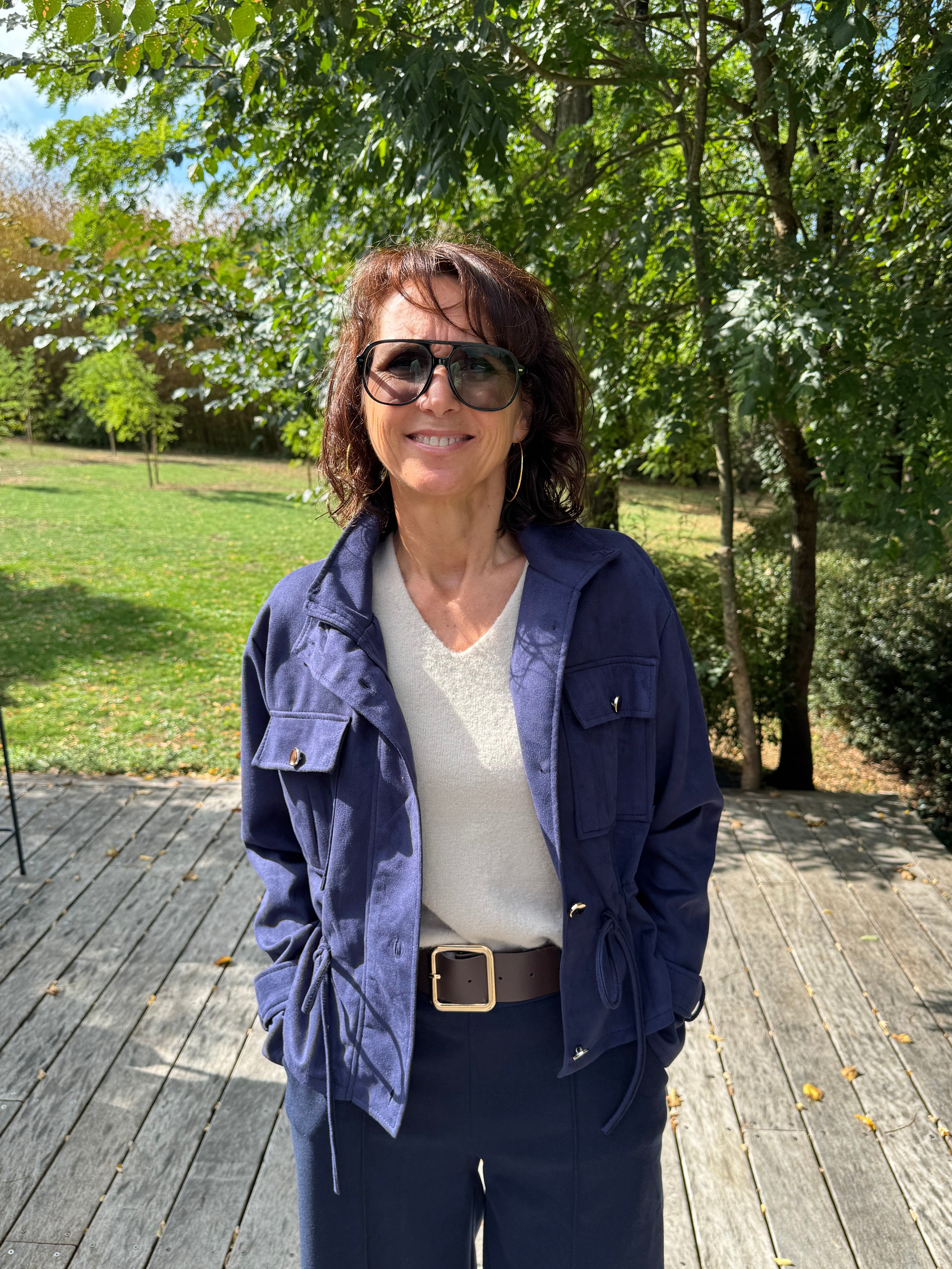 Blouson Suédine Bleu Marine