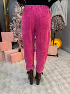 Pantalon Velours Étoile Fuchsia