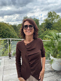 Pull gilet drapé choco