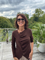 Pull gilet drapé choco
