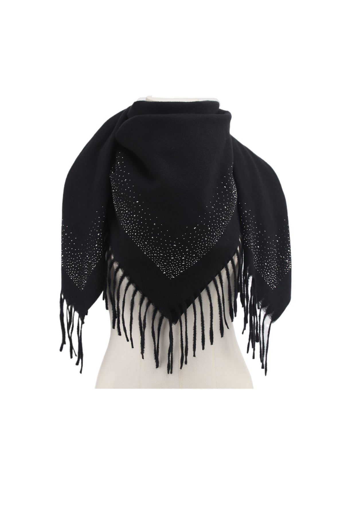Écharpe strass et franges noir