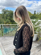 Gilet moumoute Brandebourg noir