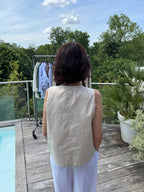 Top Petit Gilet Noeud Beige