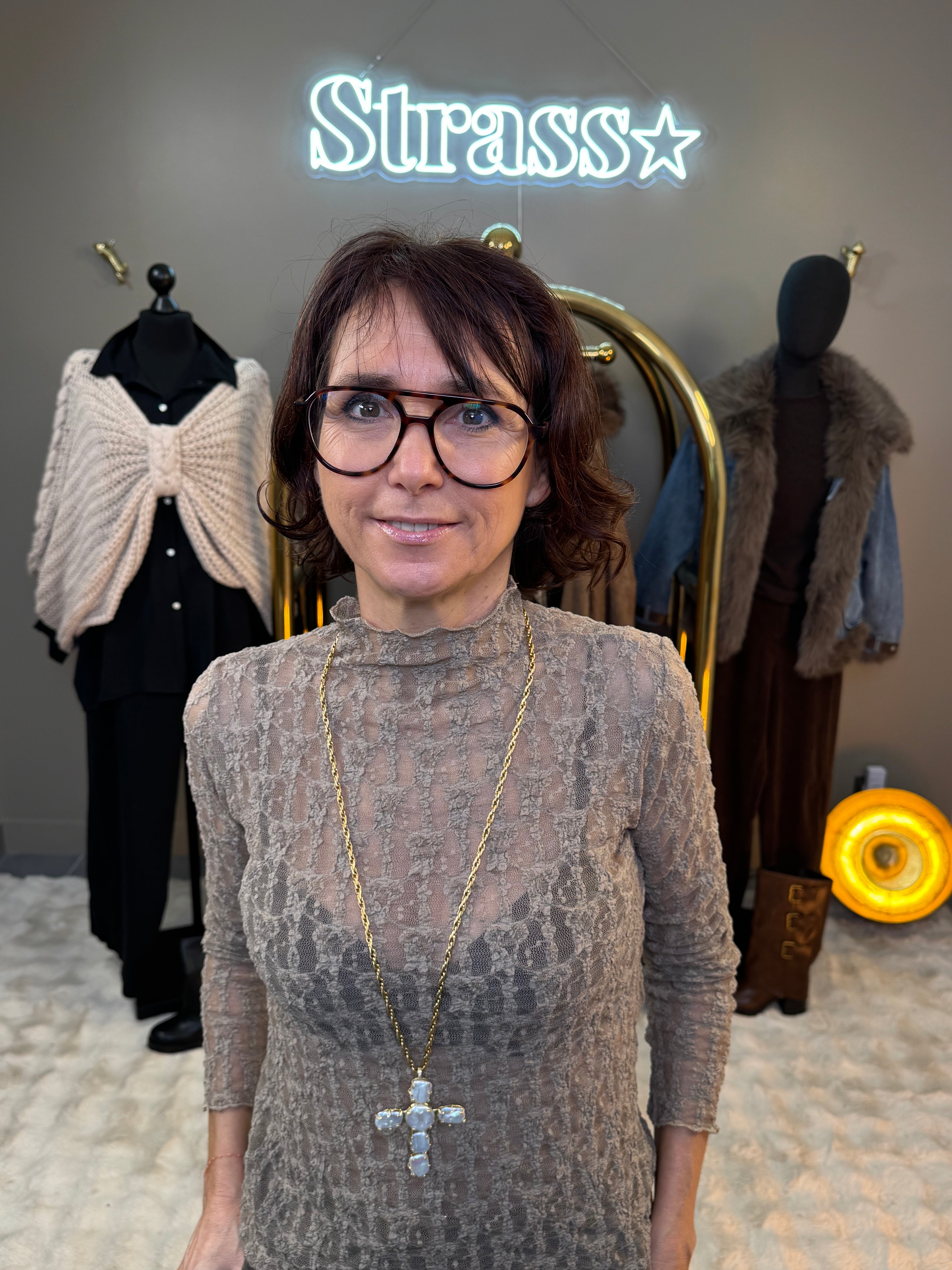 Sautoir croix Nacré Perles d’eau douce