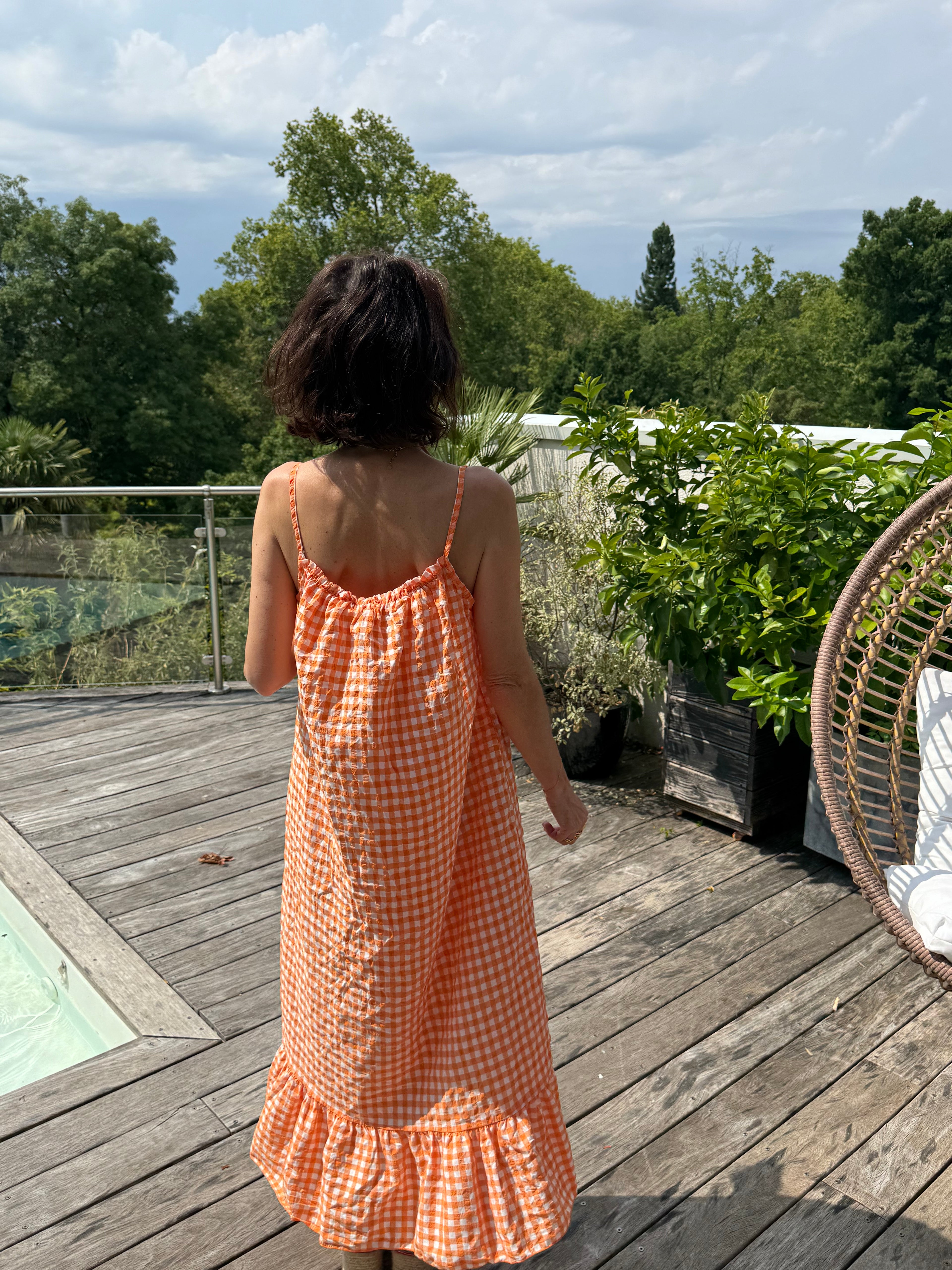 Robe canicule longue Vichy Orange