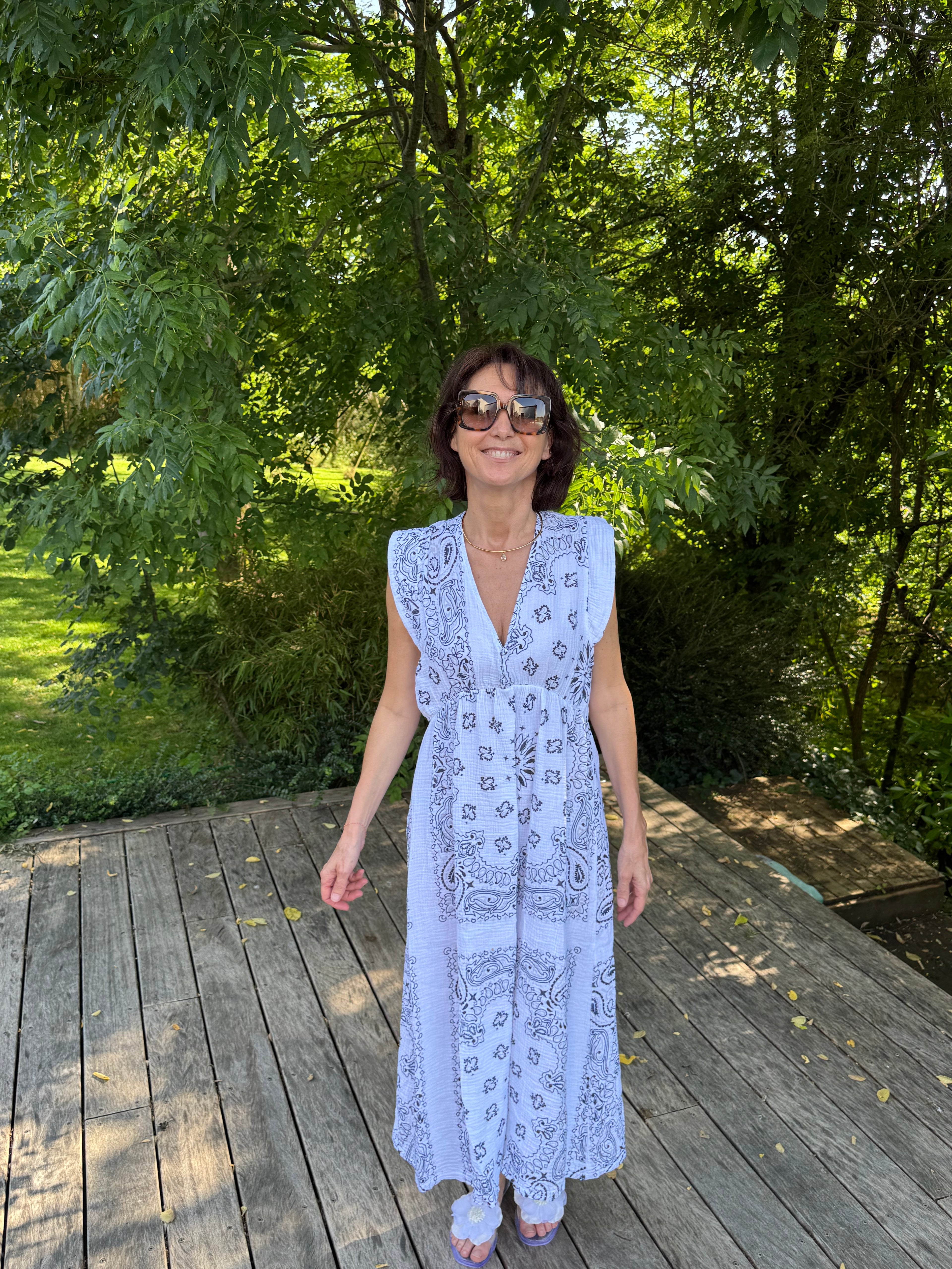 Robe Bandana Gaze de Coton Blanche