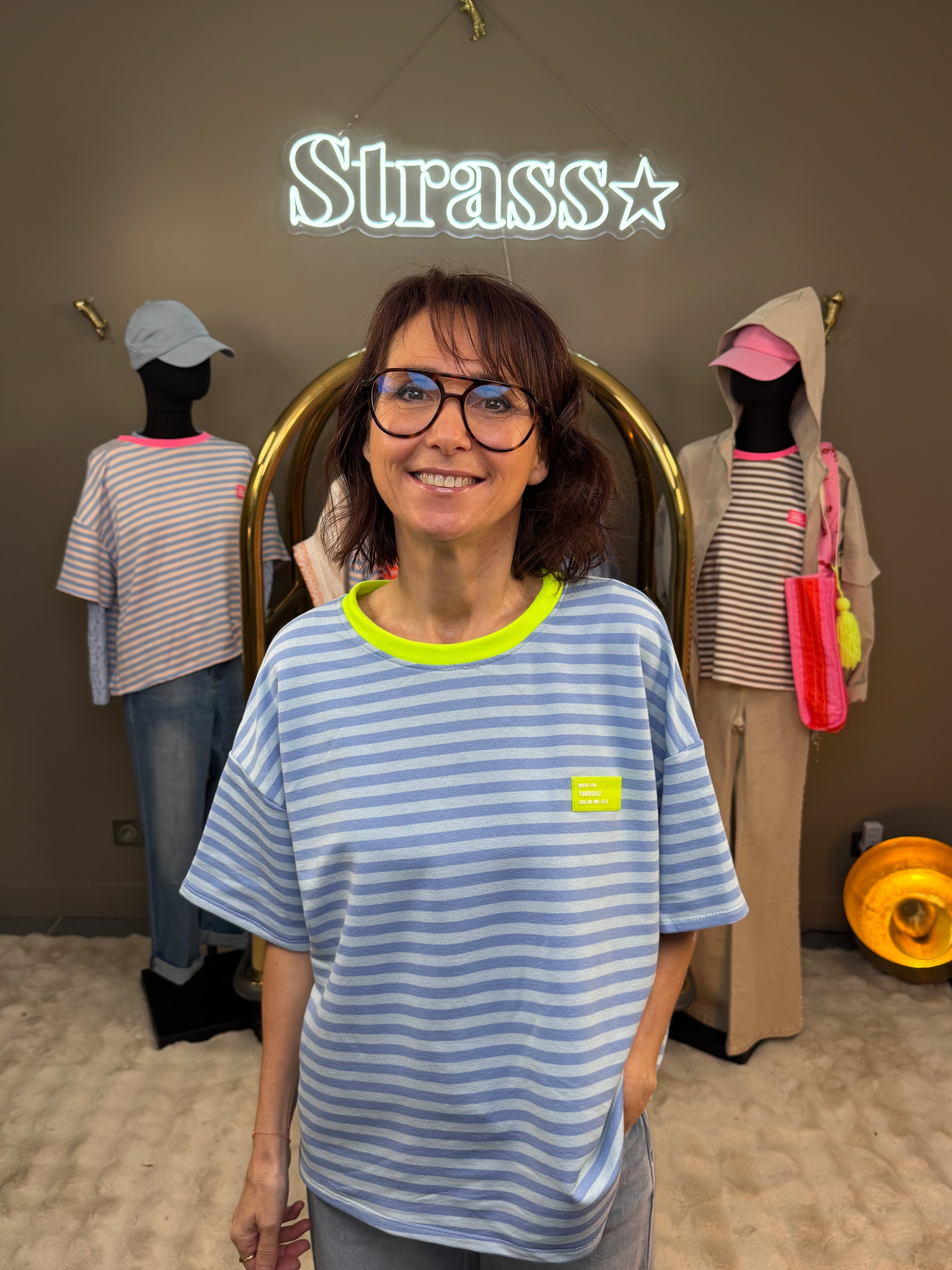 Tee Shirt Dress Bleu et Jaune Fluo