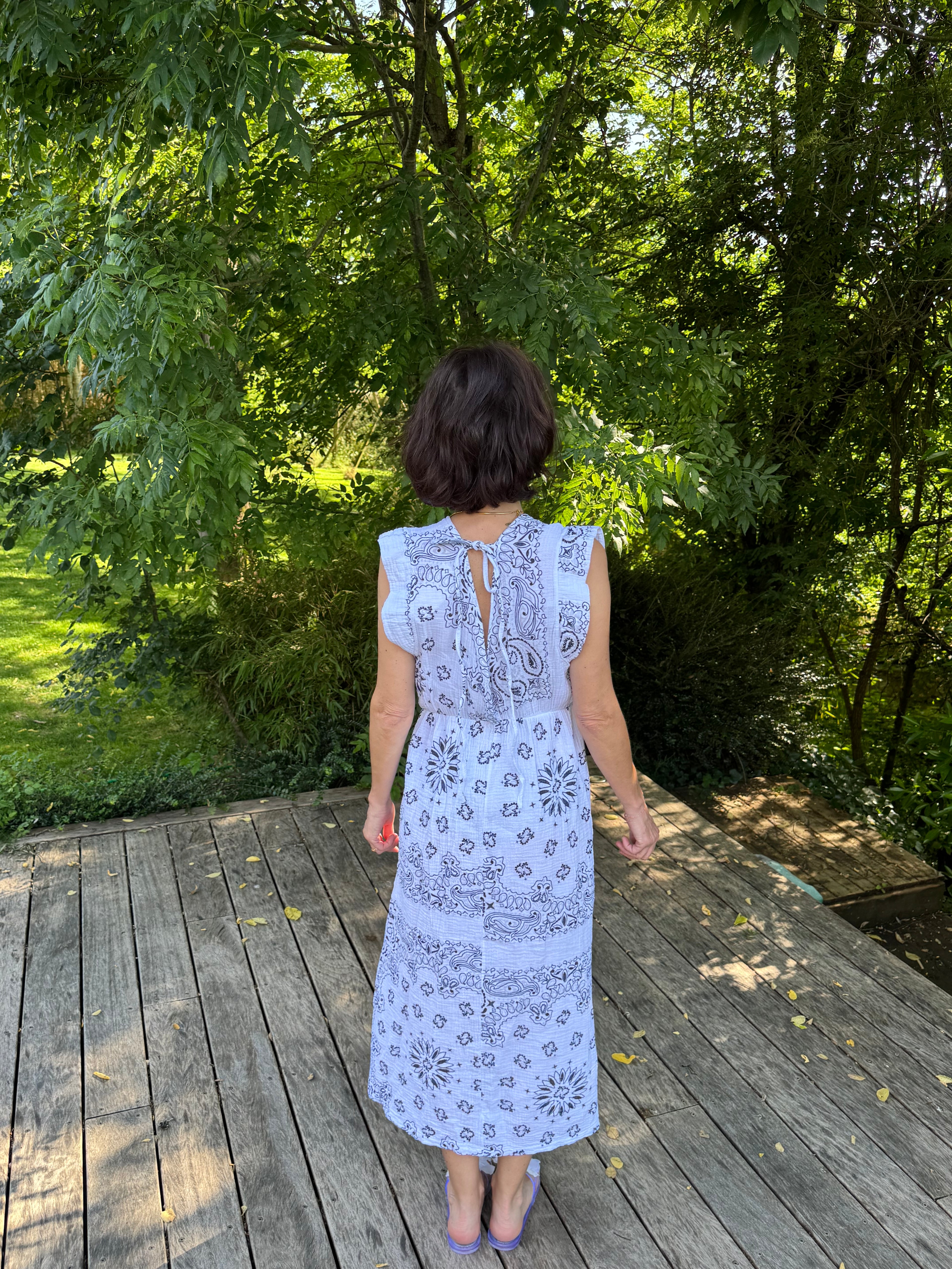Robe Bandana Gaze de Coton Blanche