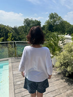T Shirt Lin Étoiles Blanc