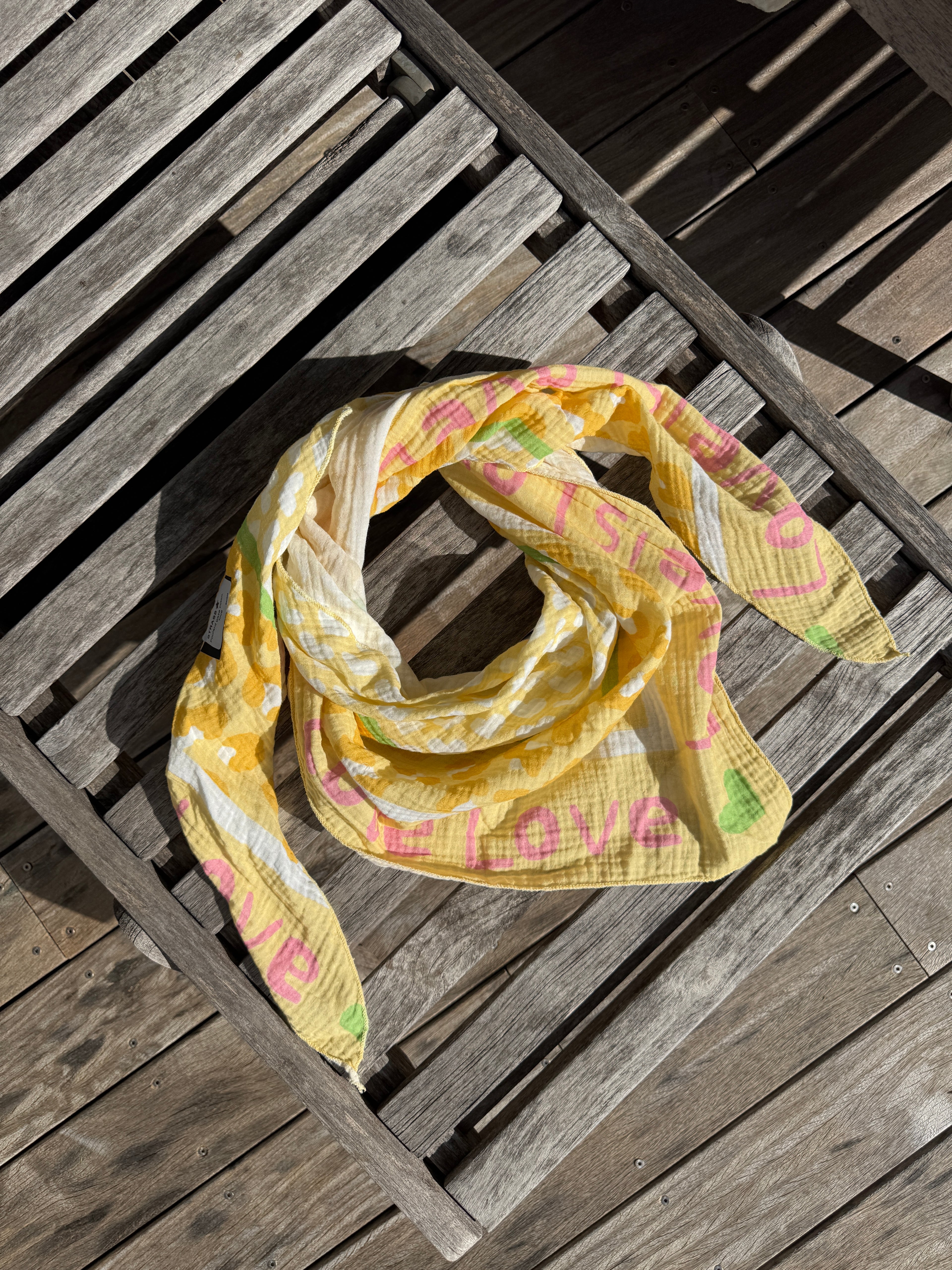 Foulard Love Gaze De Coton Jaune