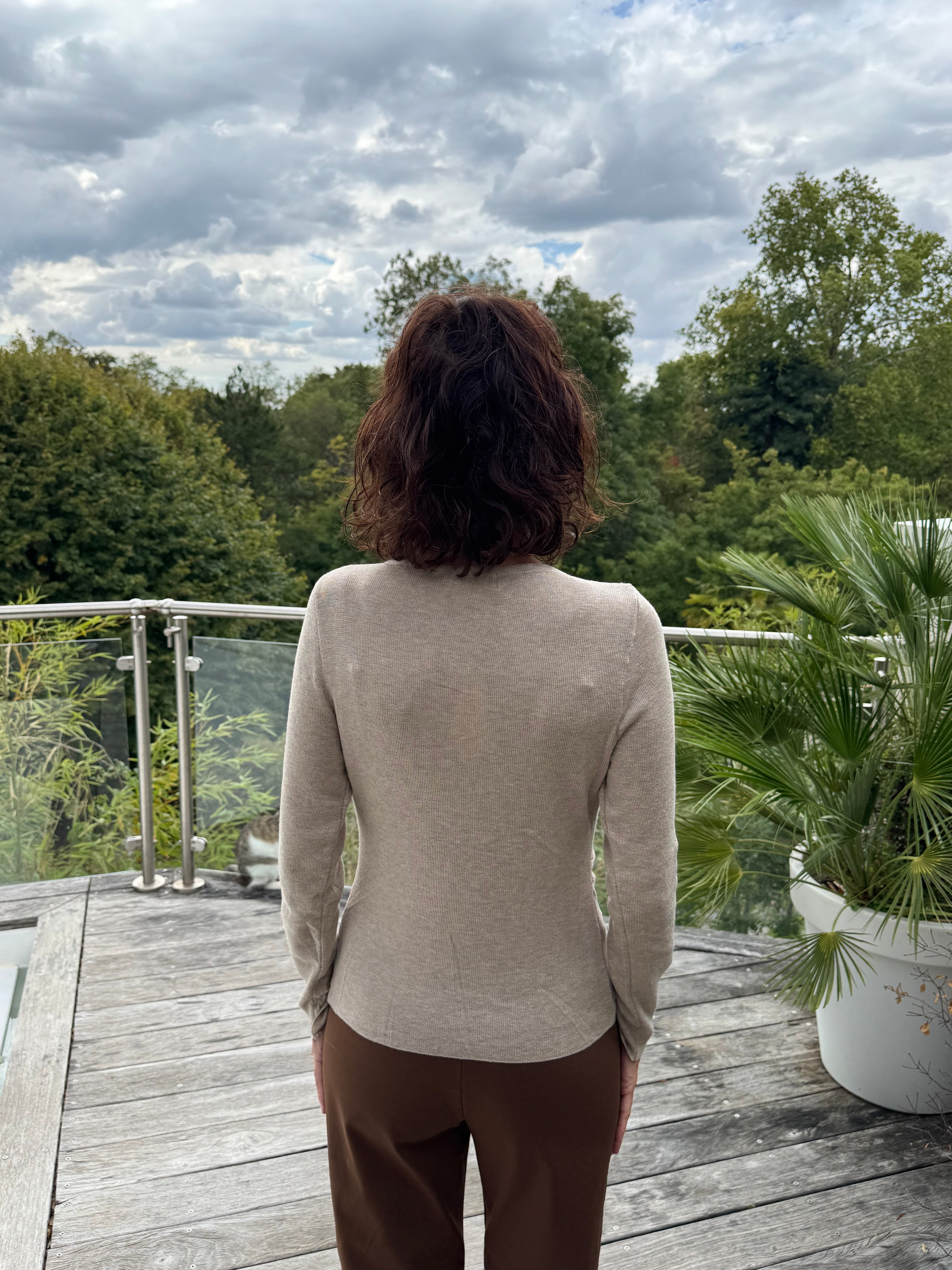 Pull gilet drapé beige