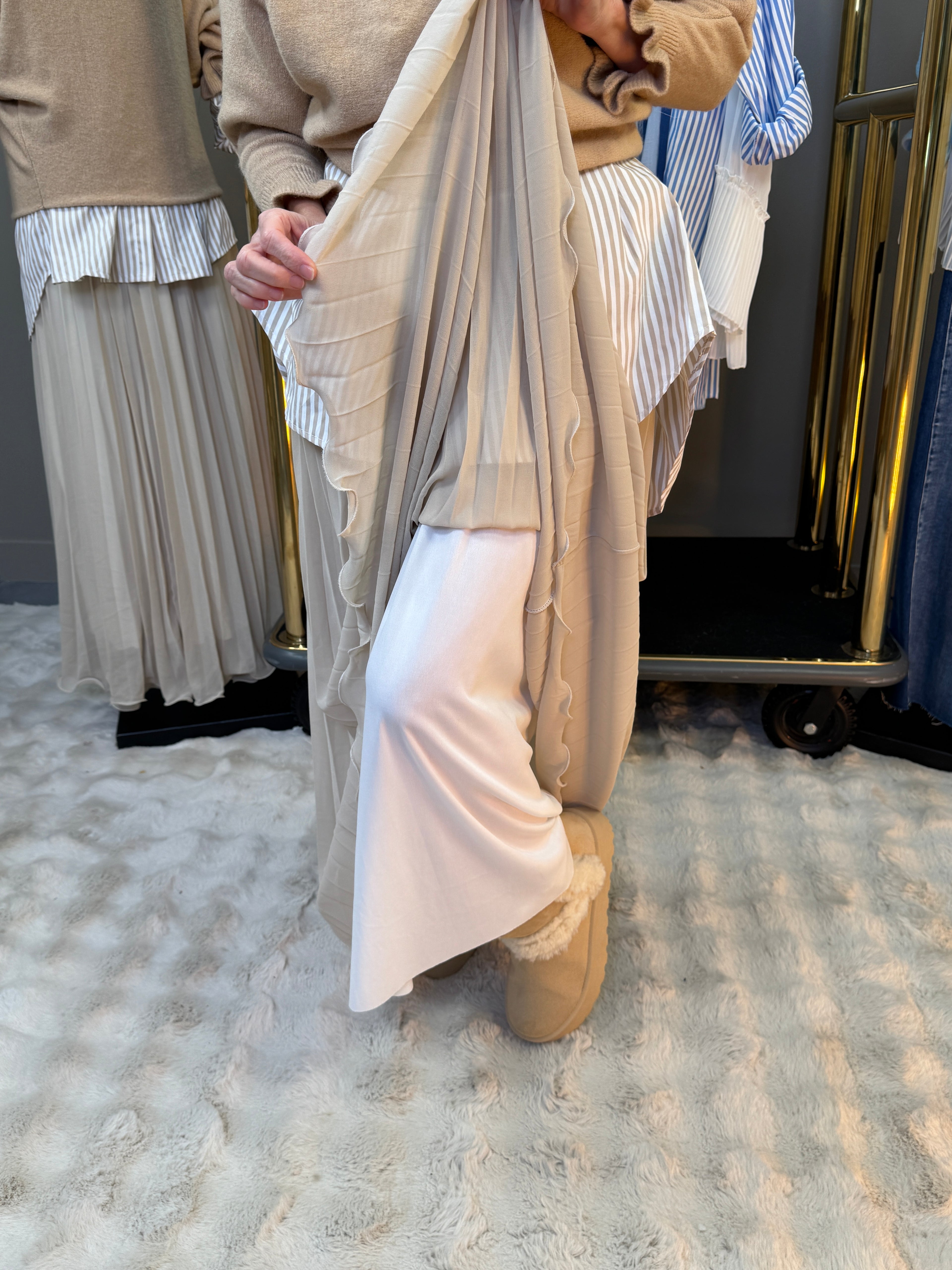 Jupe Plissée Beige
