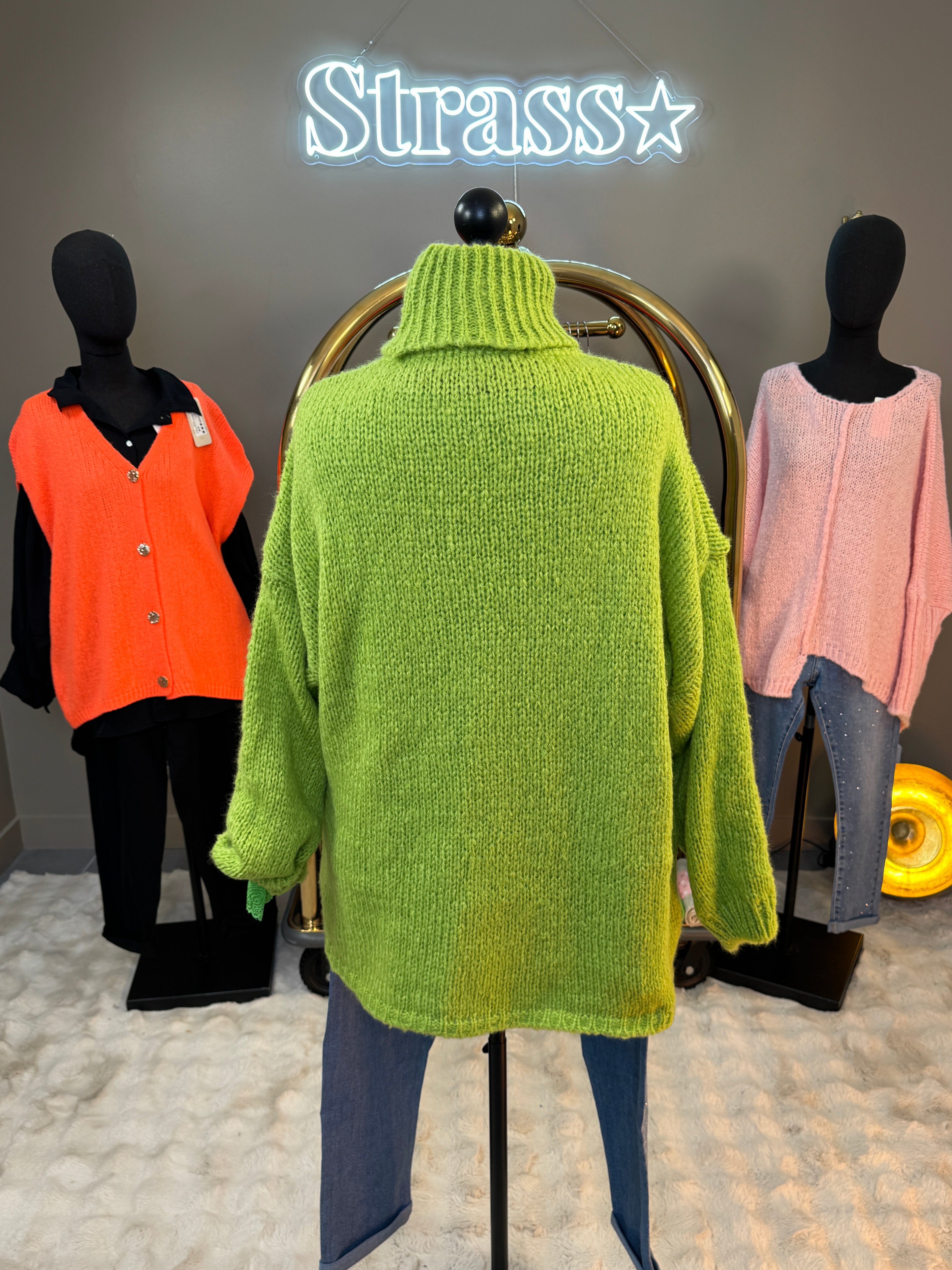 Pull Col Roulé Zora Vert Grande Taille