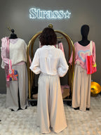 Pantalon Fleur Beige