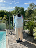 Blouse Soie et Paillettes Bleu Ciel