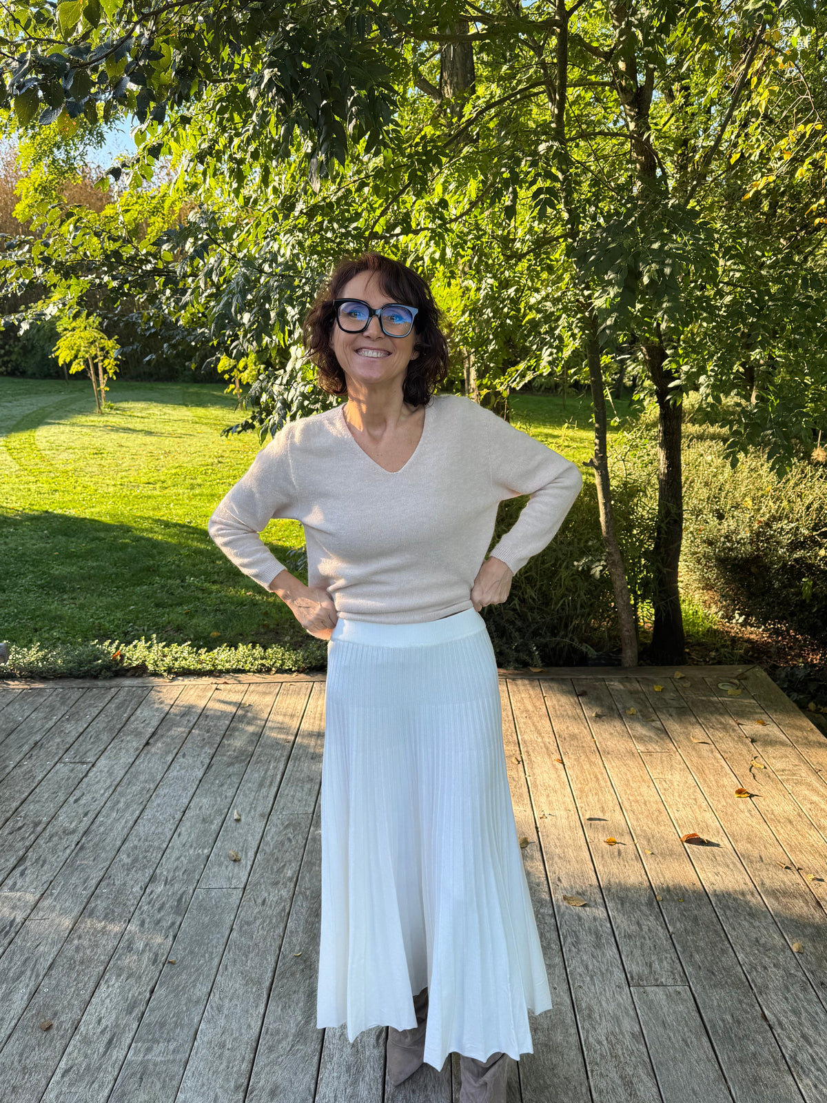 Jupe plissé maille blanche